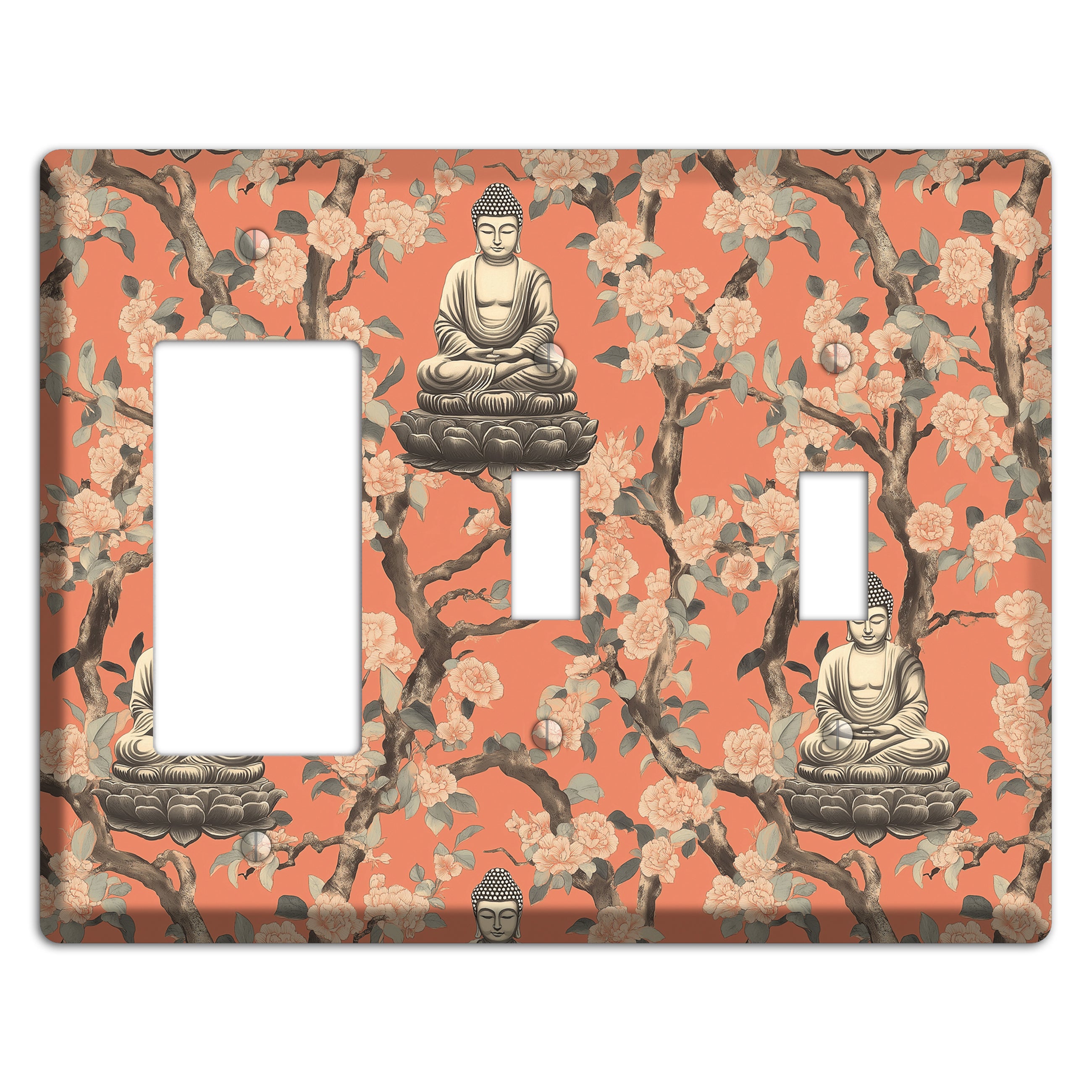 Lotus & Bough Rocker / 2 Toggle Wallplate