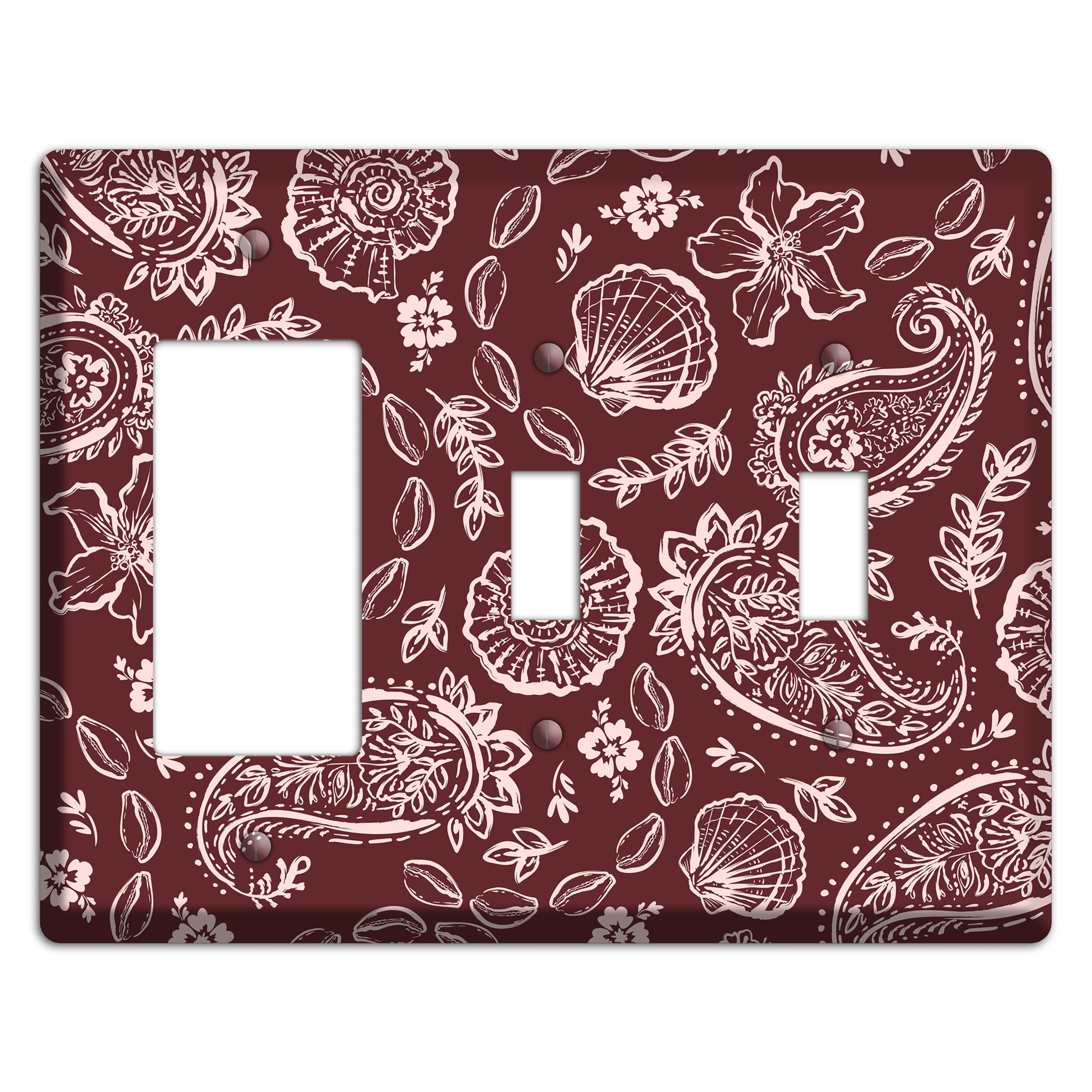 Crimson Shell Paisley Rocker / 2 Toggle Wallplate