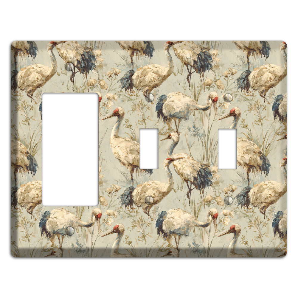 Driftwood Crane Marsh Rocker / 2 Toggle Wallplate