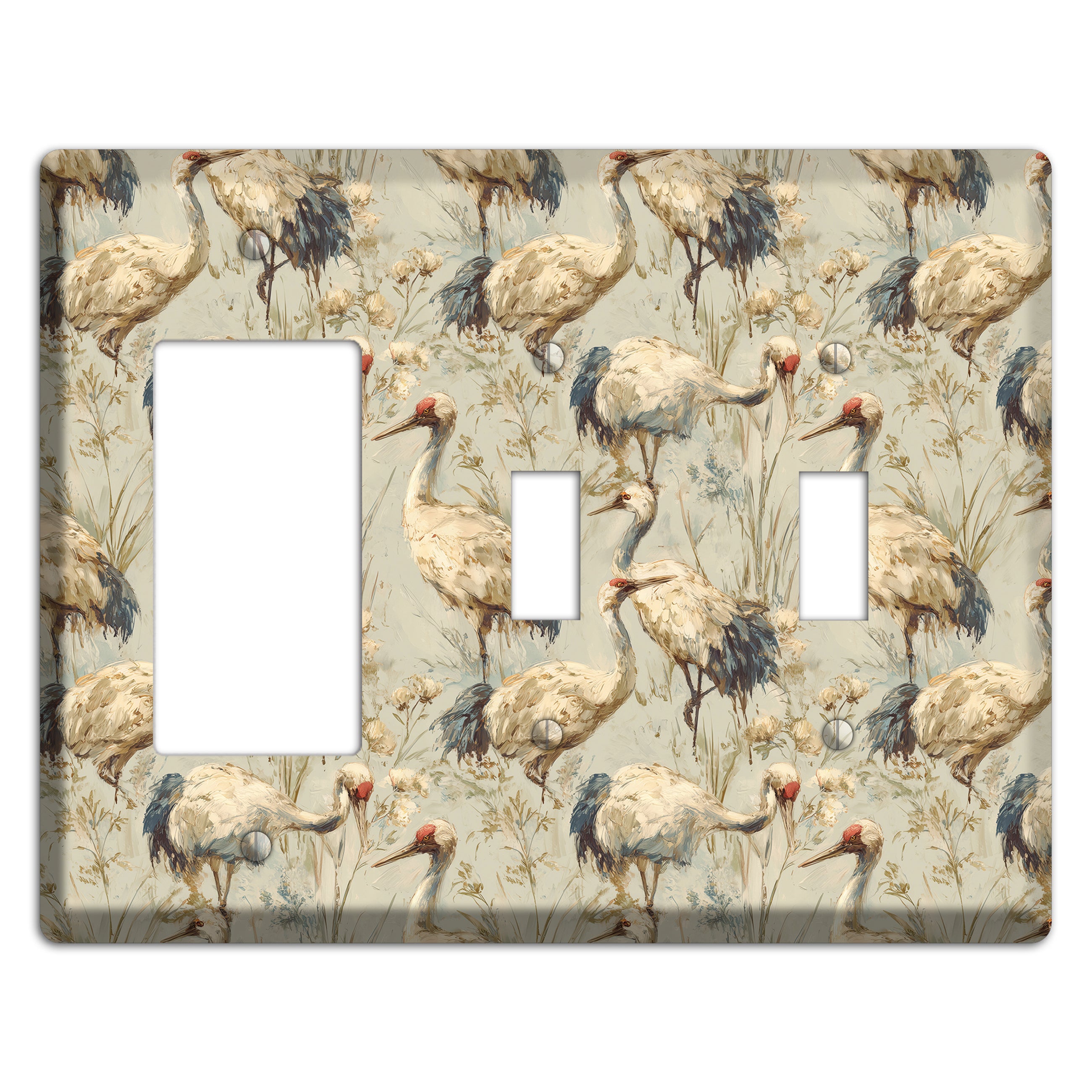 Driftwood Crane Marsh Rocker / 2 Toggle Wallplate