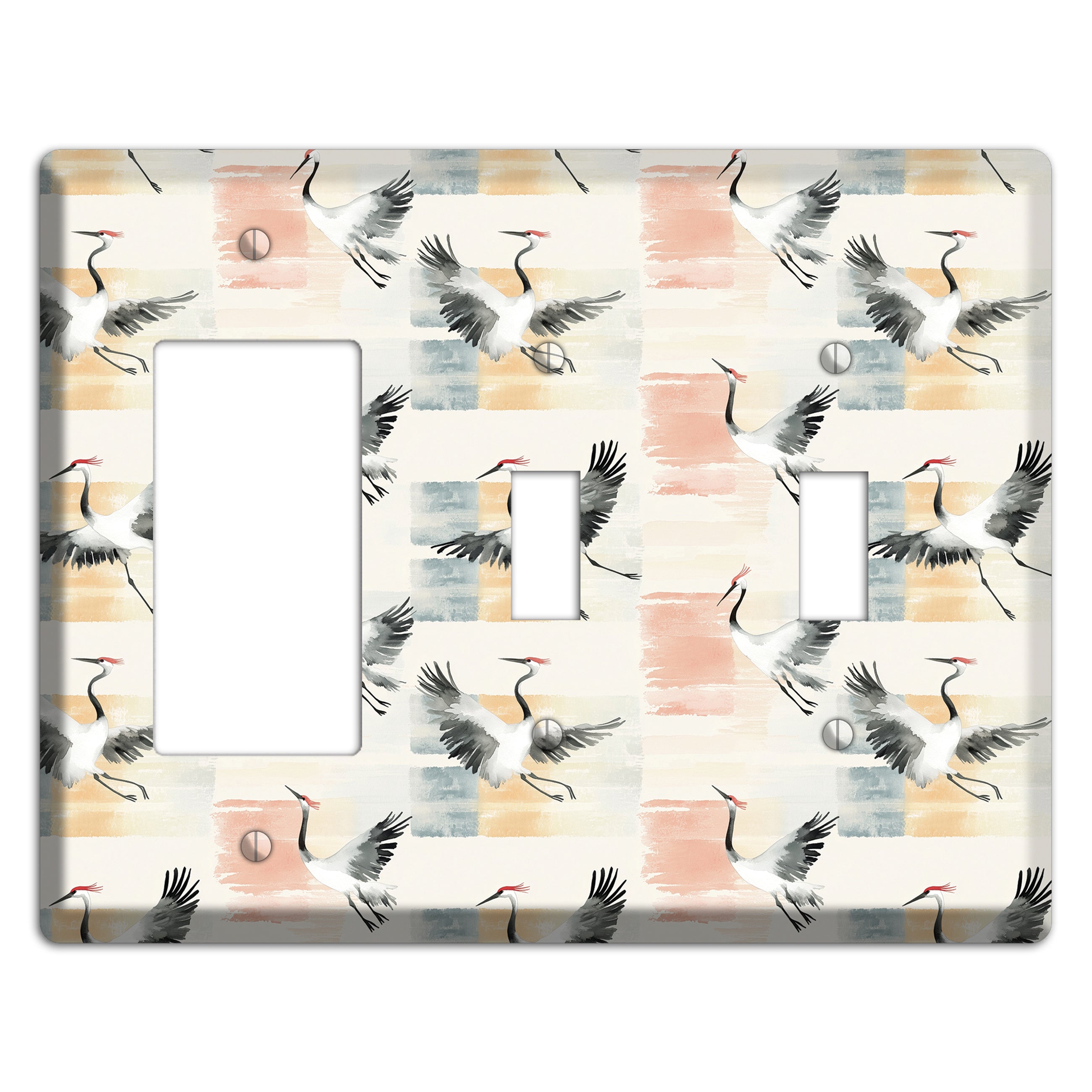 Blush Patchwork Flight Rocker / 2 Toggle Wallplate