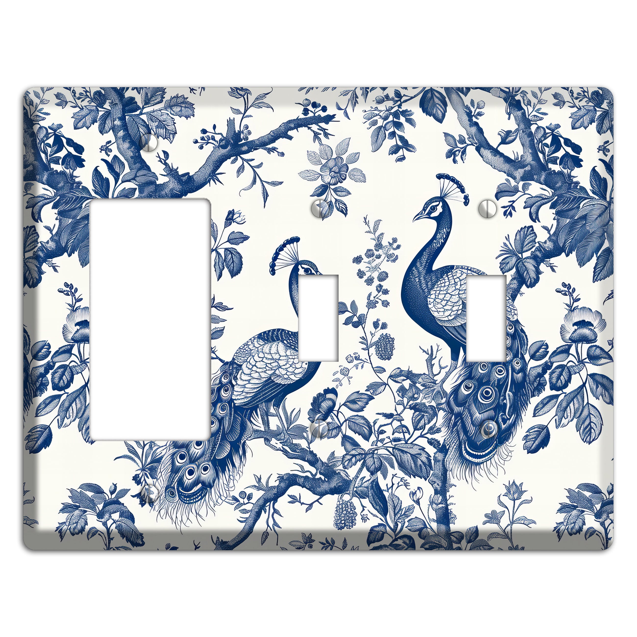 Peacock & Branch Rocker / 2 Toggle Wallplate
