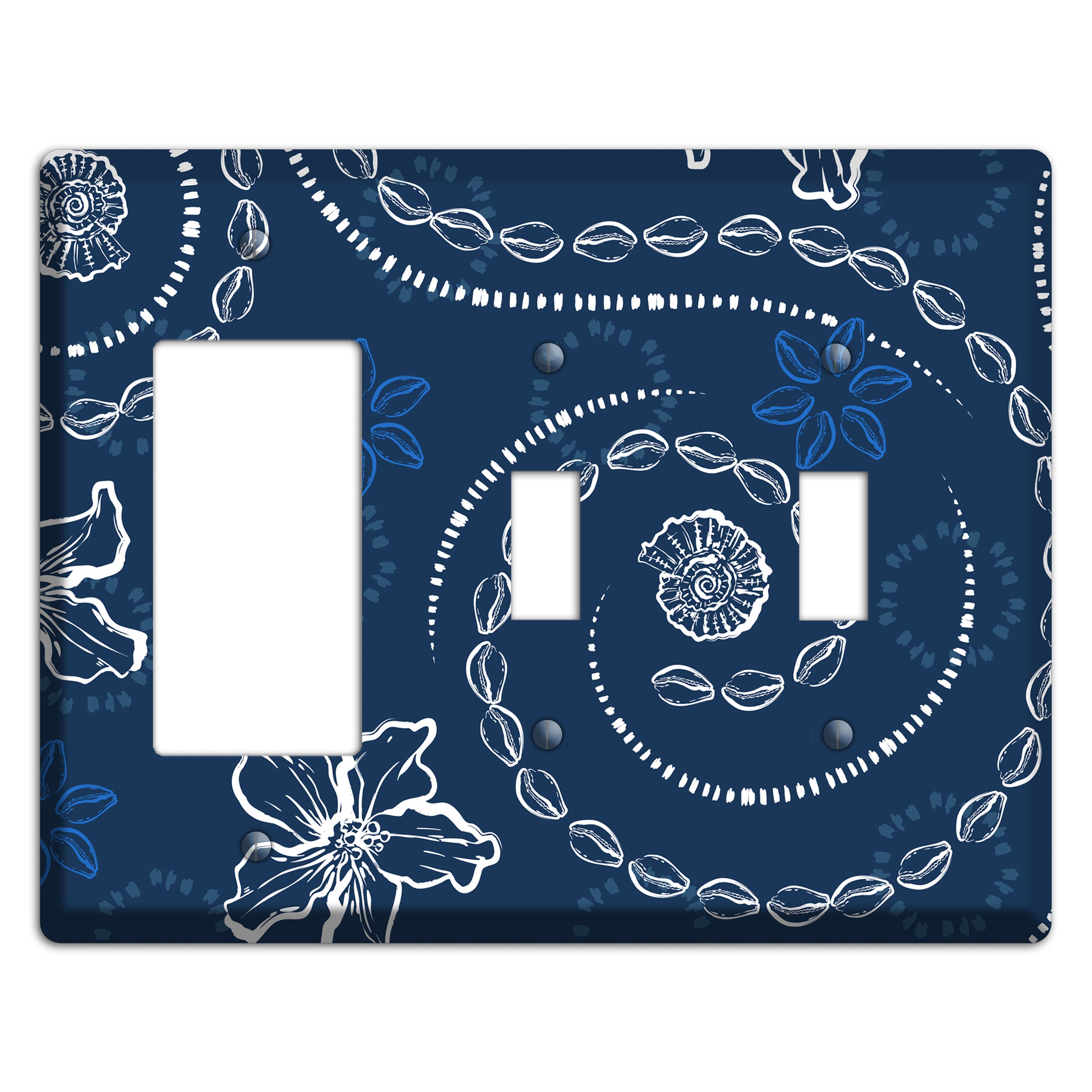 Indigo Cowrie Spiral Rocker / 2 Toggle Wallplate
