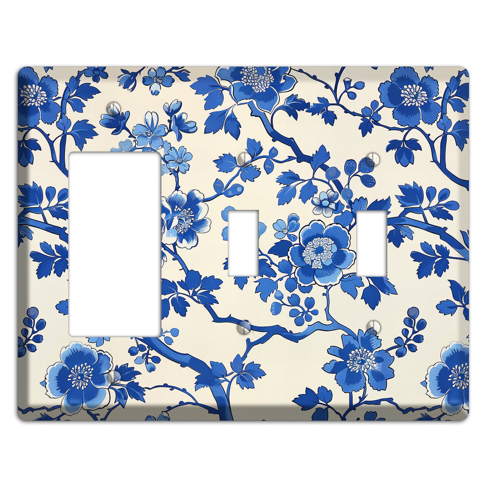 Porcelain Garden Bloom Rocker / 2 Toggle Wallplate