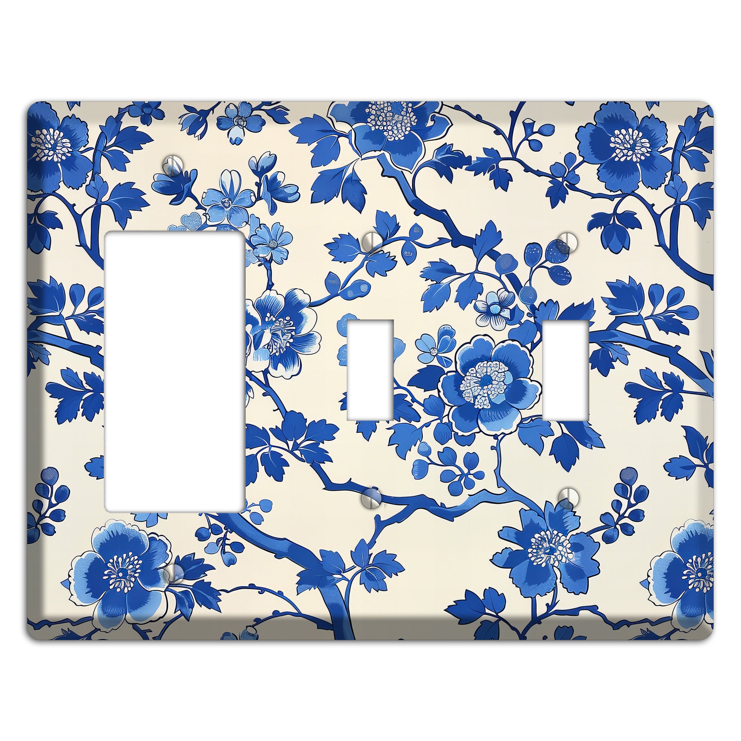 Porcelain Garden Bloom Rocker / 2 Toggle Wallplate