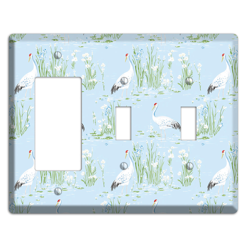 Azure Crane Sanctuary Rocker / 2 Toggle Wallplate