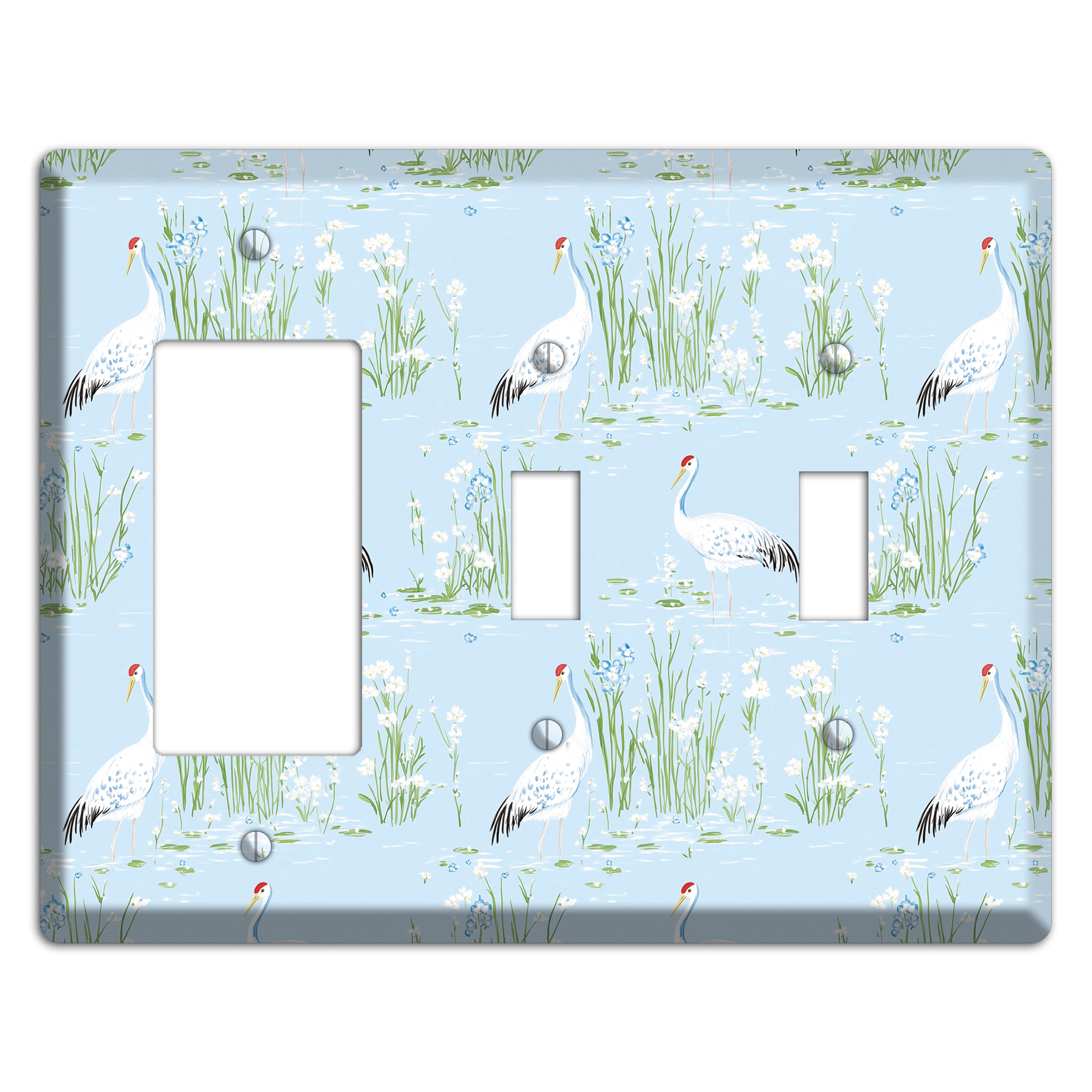Azure Crane Sanctuary Rocker / 2 Toggle Wallplate