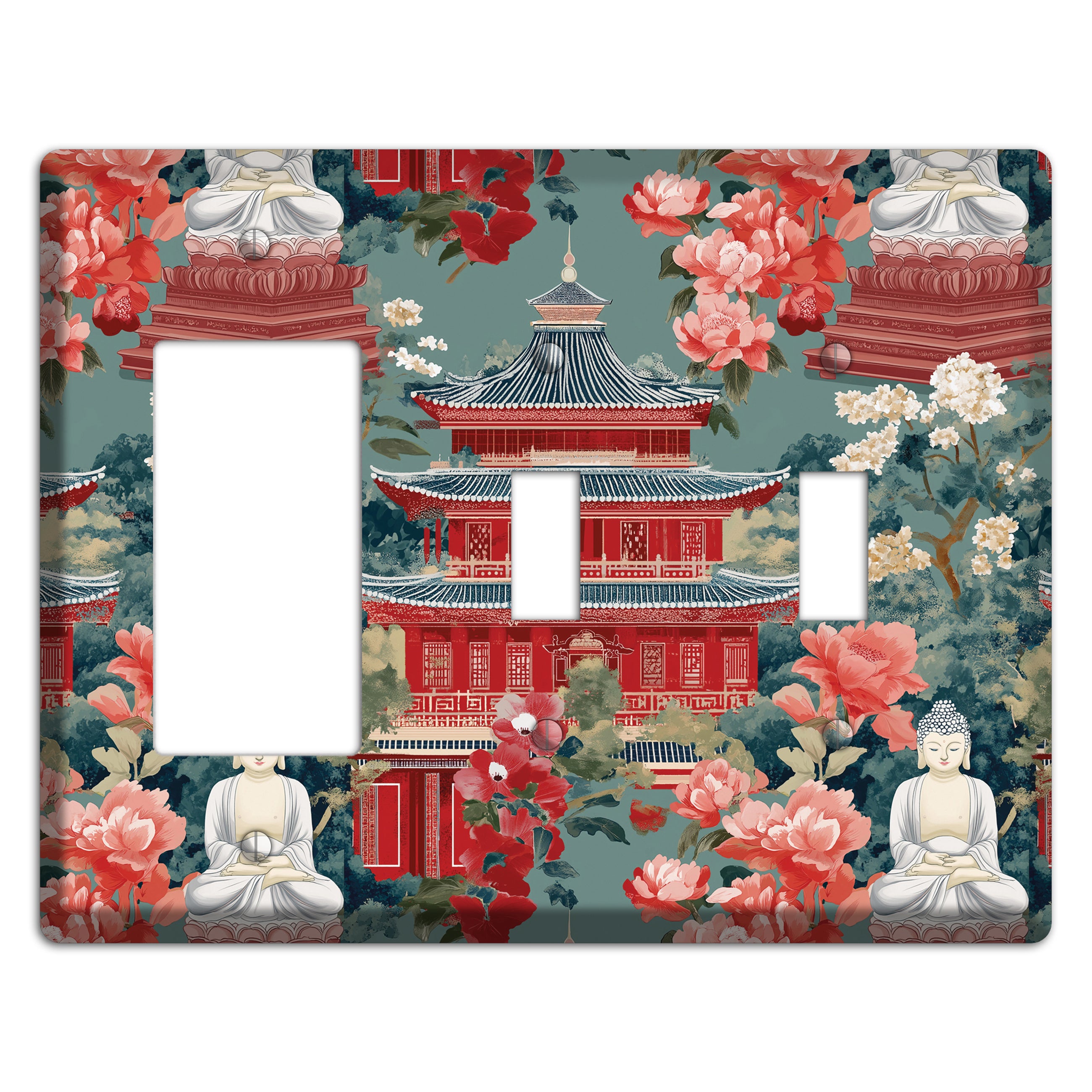 Lotus Temple Garden Rocker / 2 Toggle Wallplate