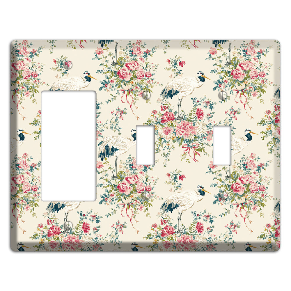 Blossom & Crane Rocker / 2 Toggle Wallplate