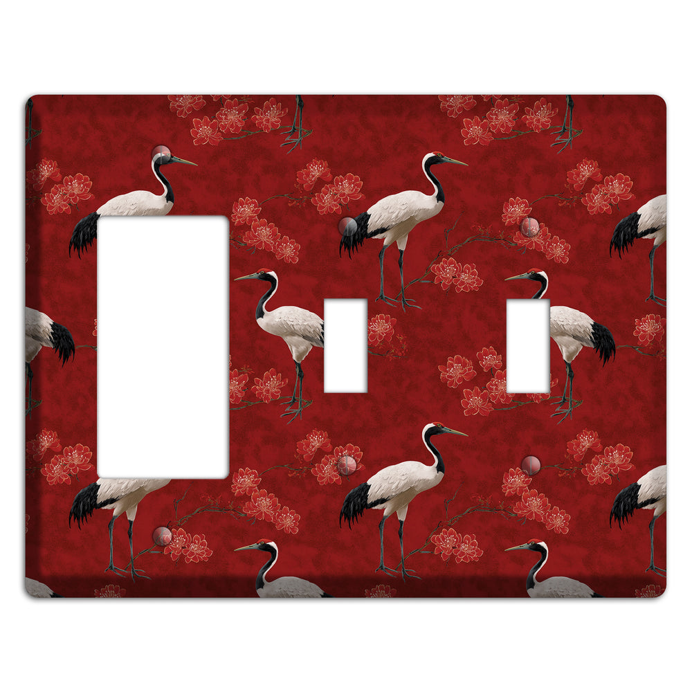 Vermillion Crane Bloom Rocker / 2 Toggle Wallplate