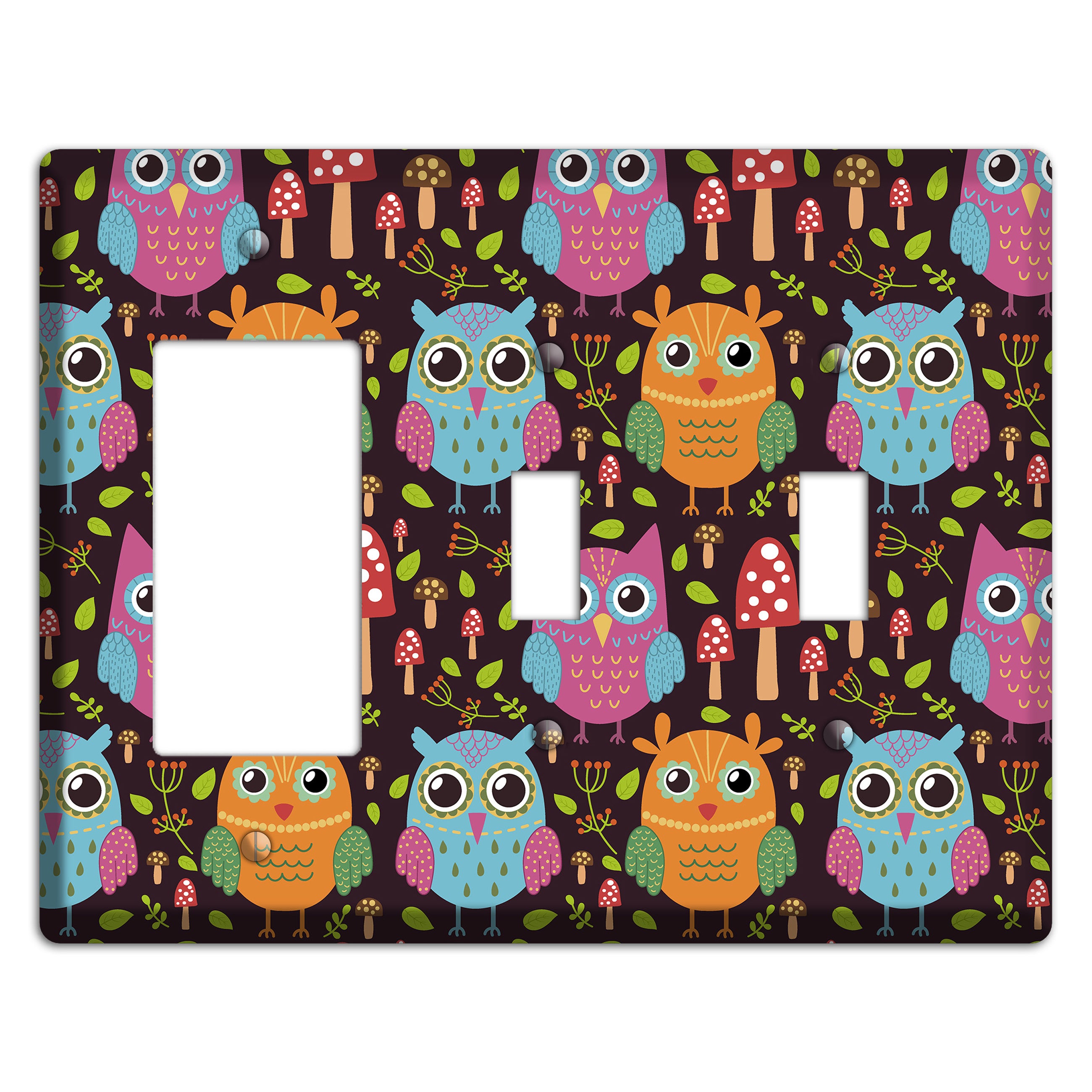 Bright Forest Owls Rocker / 2 Toggle Wallplate