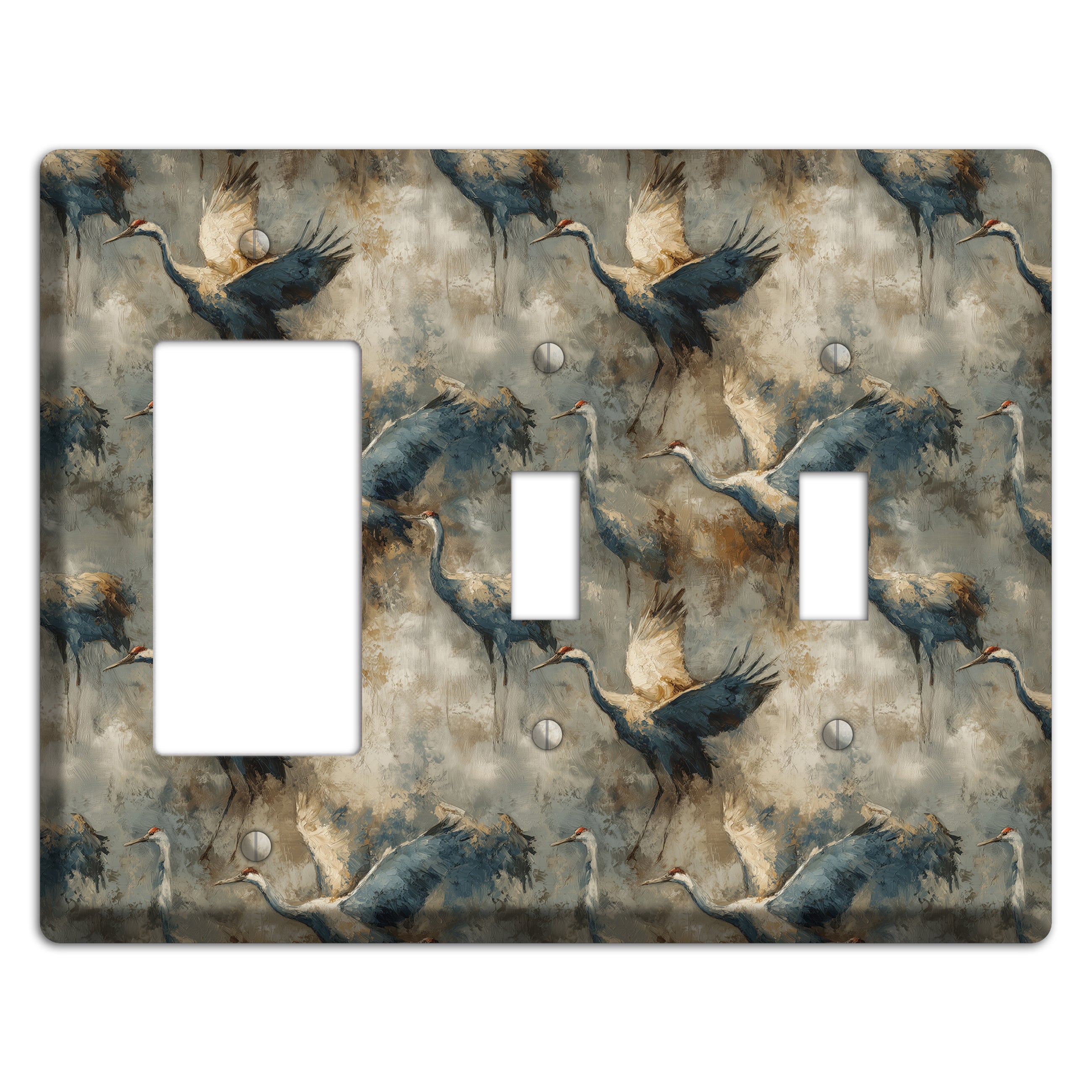 Slate Crane Migration Rocker / 2 Toggle Wallplate