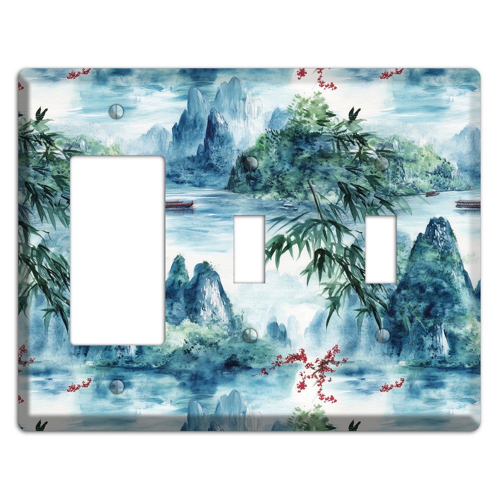 River Mist Ascending Rocker / 2 Toggle Wallplate