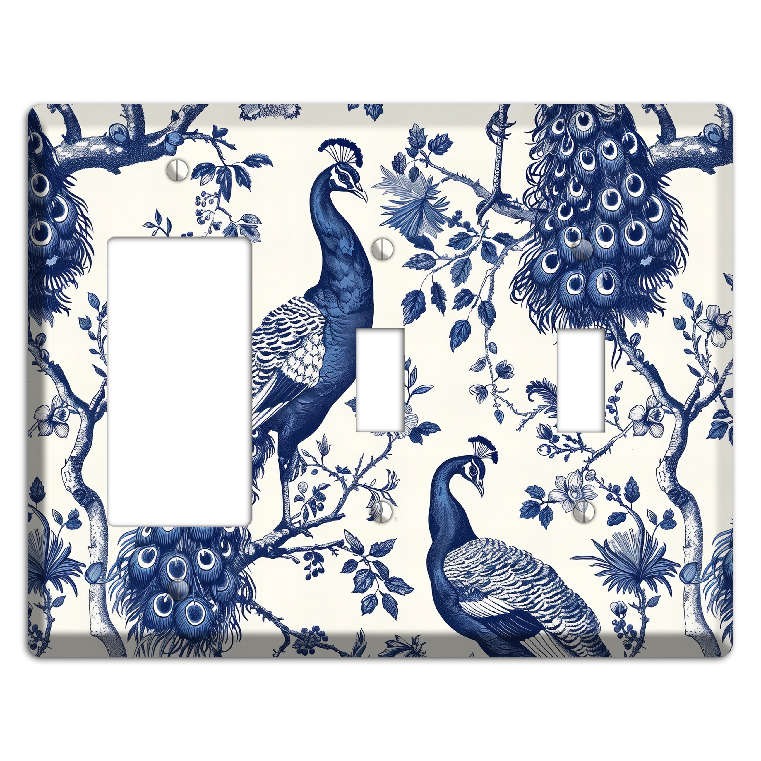 Peacock & Bough Rocker / 2 Toggle Wallplate