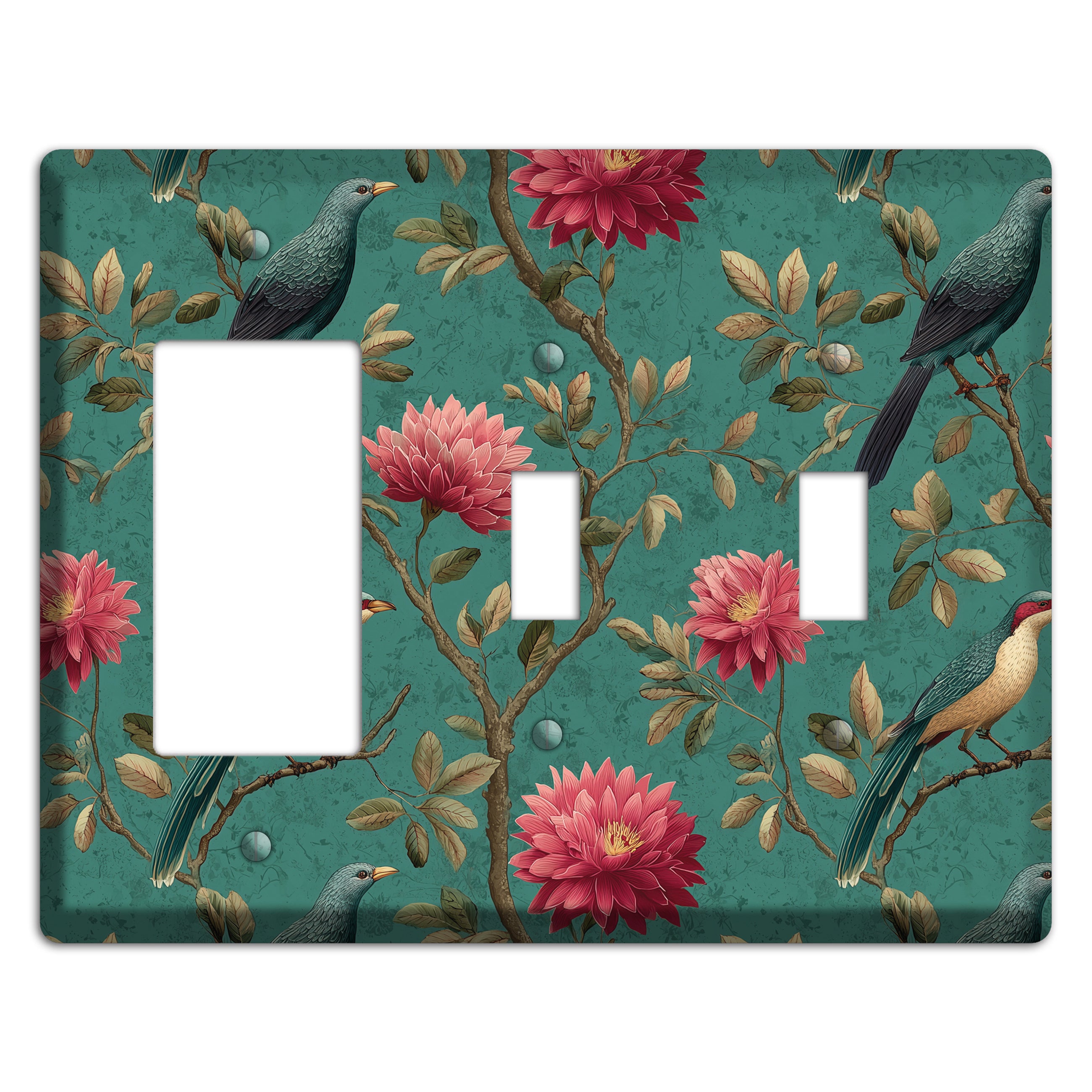 Crimson Perch Rocker / 2 Toggle Wallplate