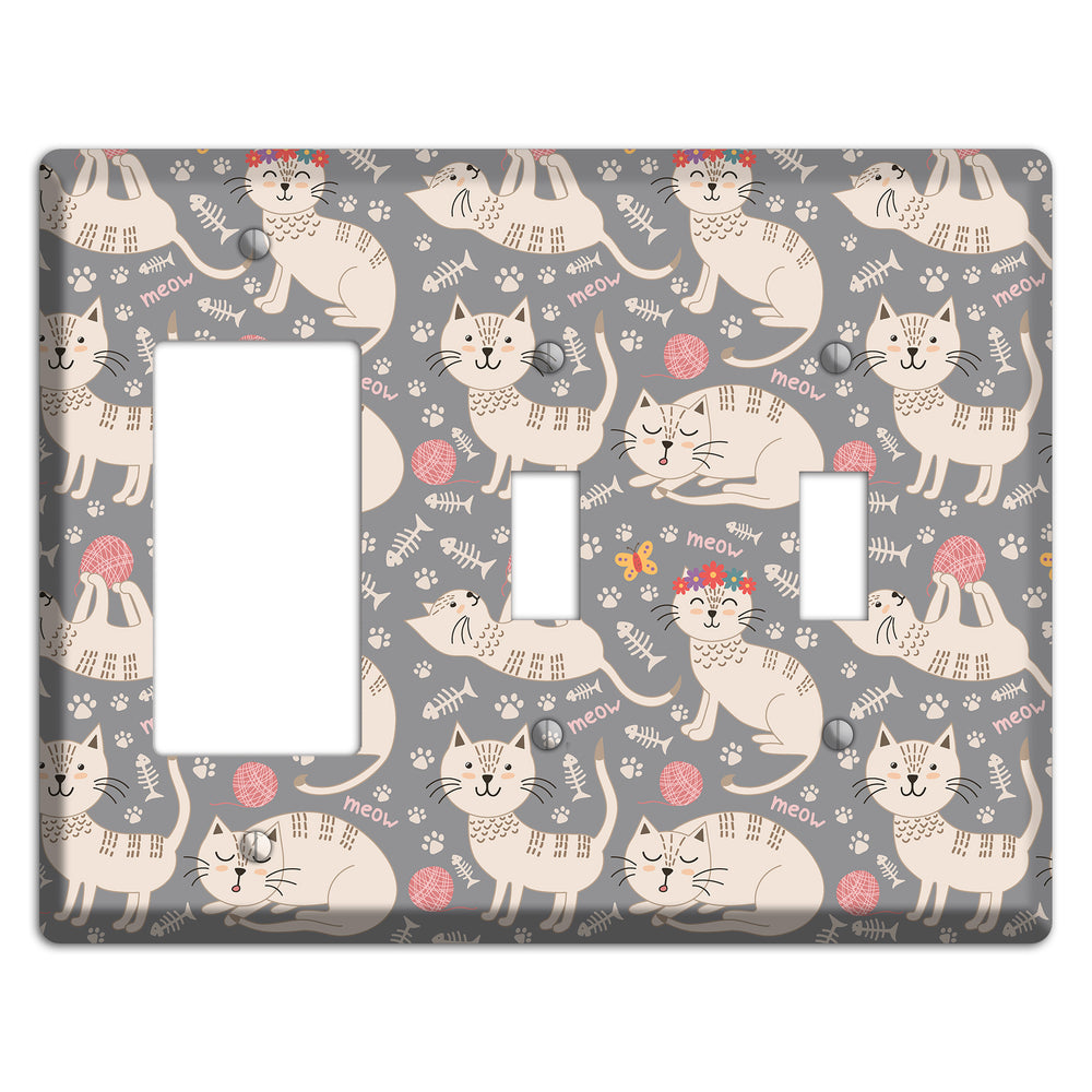 Meow Mix (Gray) Rocker / 2 Toggle Wallplate
