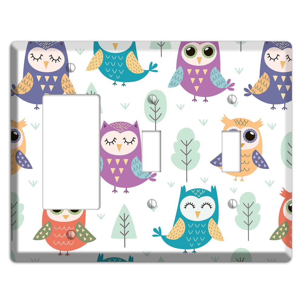Dreamy Owls (White) Rocker / 2 Toggle Wallplate