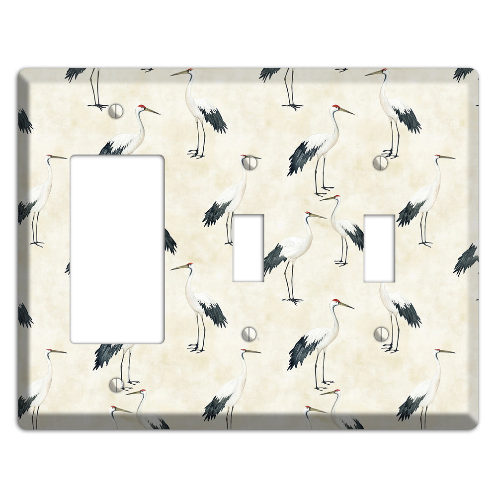 Pearl Crane Garden Rocker / 2 Toggle Wallplate