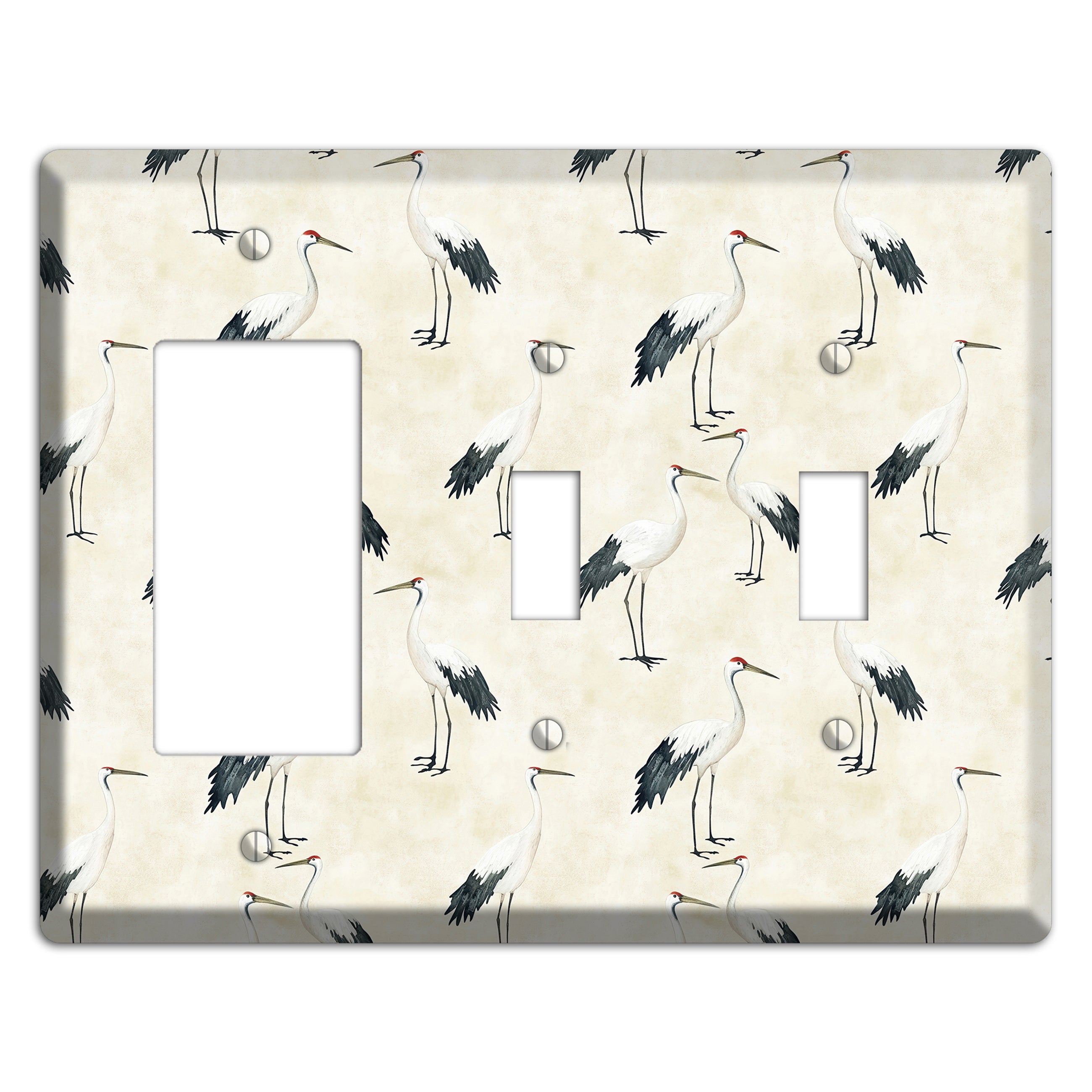 Pearl Crane Garden Rocker / 2 Toggle Wallplate