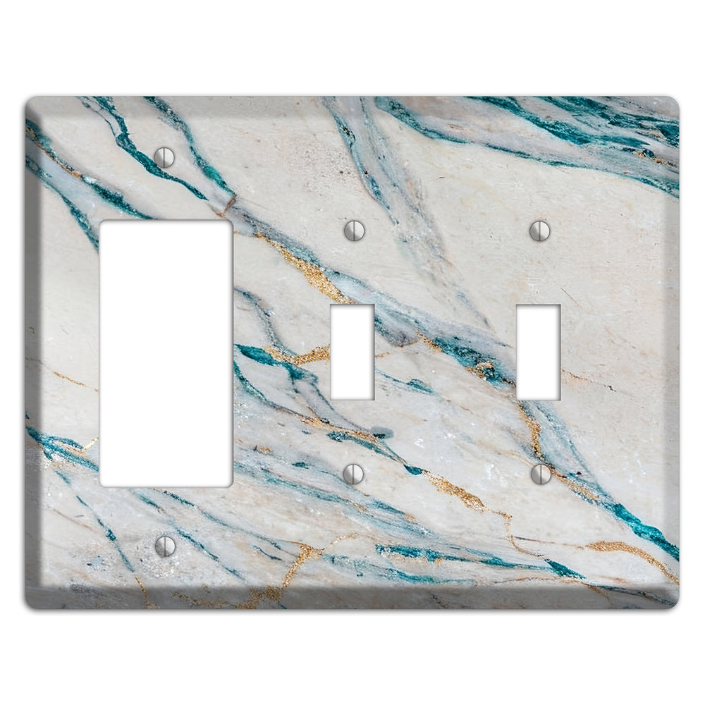 Bondi Blue Marble Rocker / 2 Toggle Wallplate