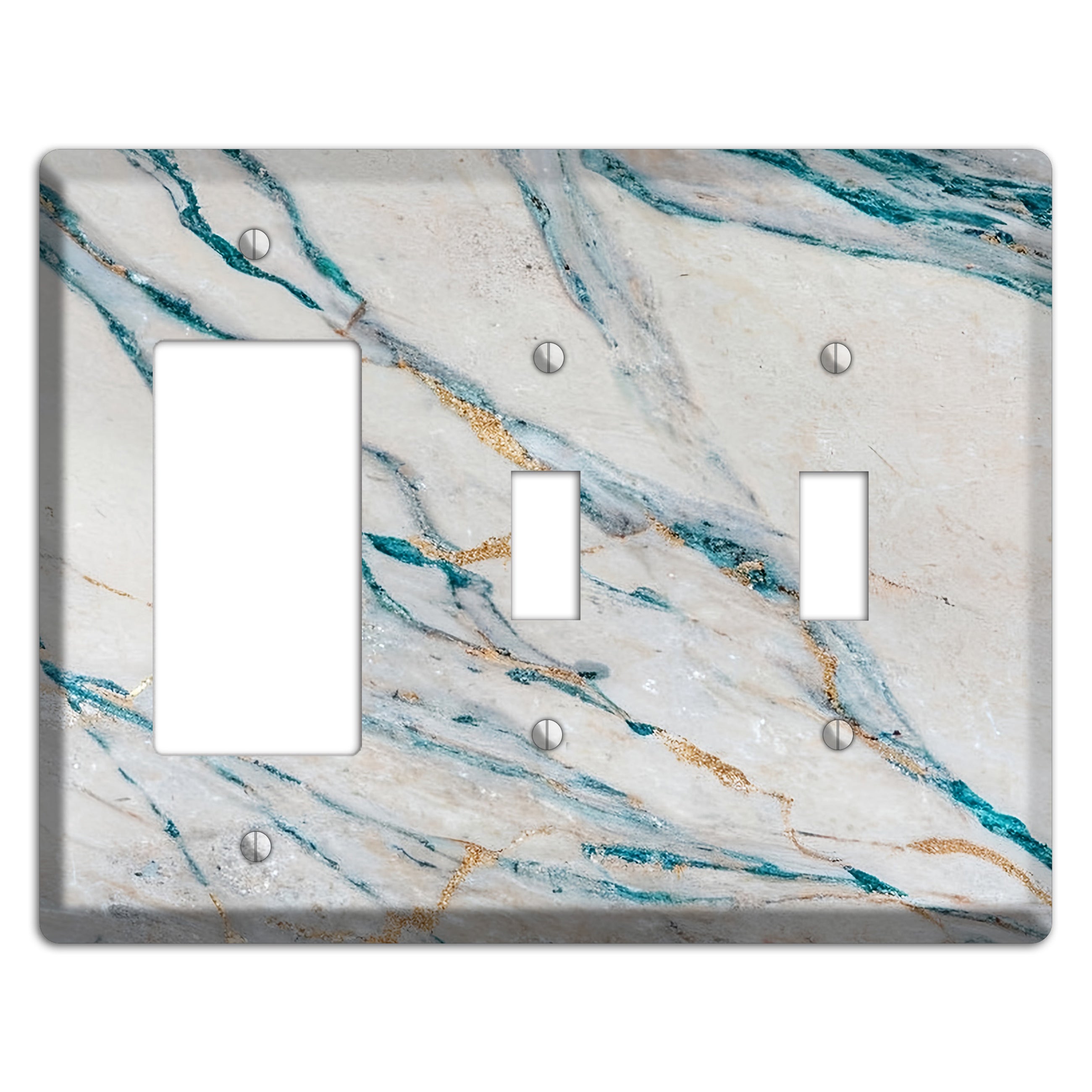 Bondi Blue Marble Rocker / 2 Toggle Wallplate