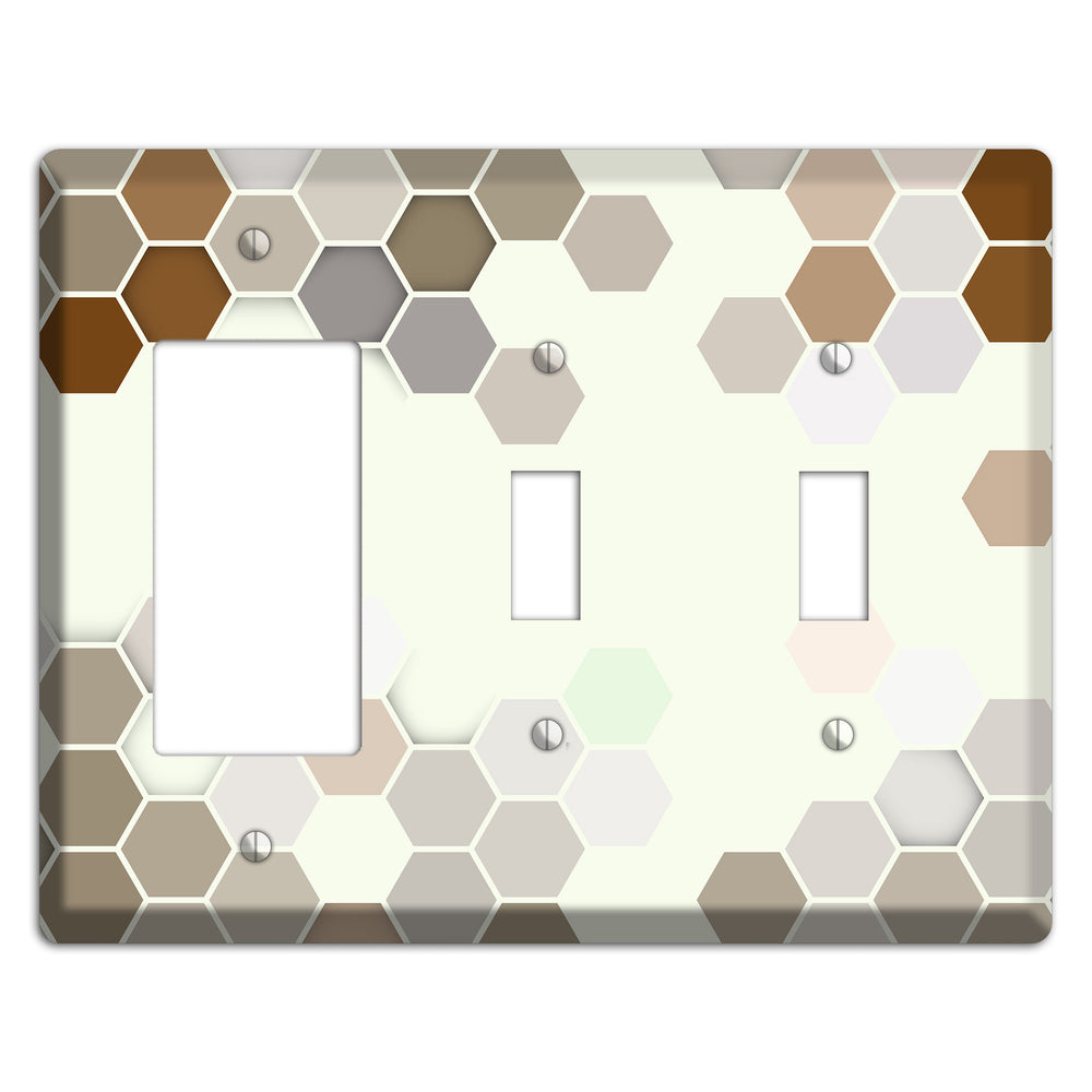 Earth-Toned Honeycomb Mosaic Rocker / 2 Toggle Wallplate