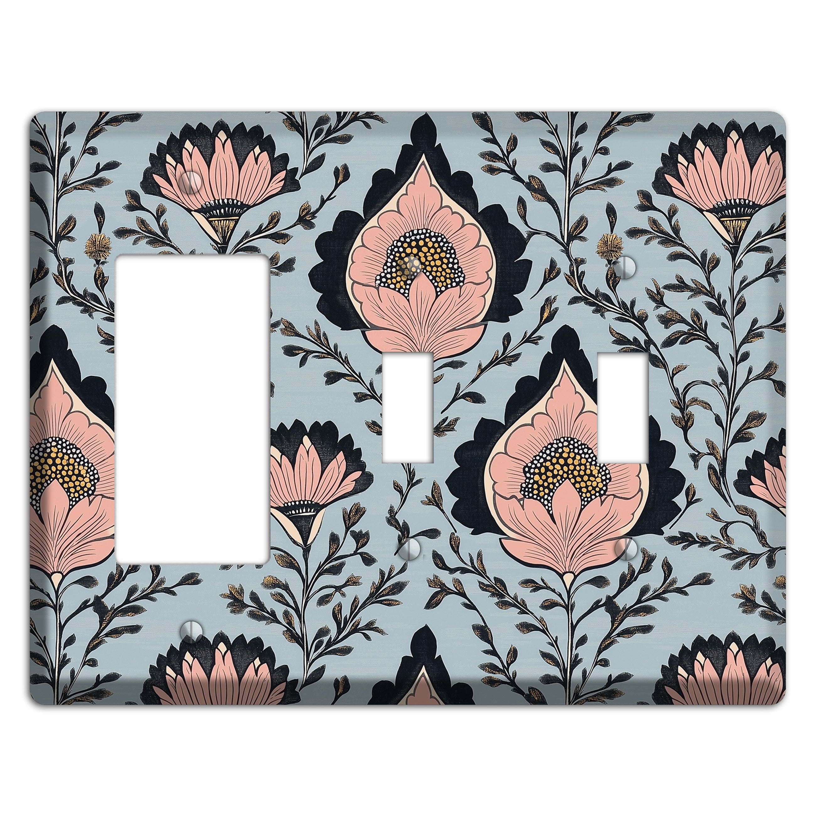 Lotus & Damask Dusk Rocker / 2 Toggle Wallplate