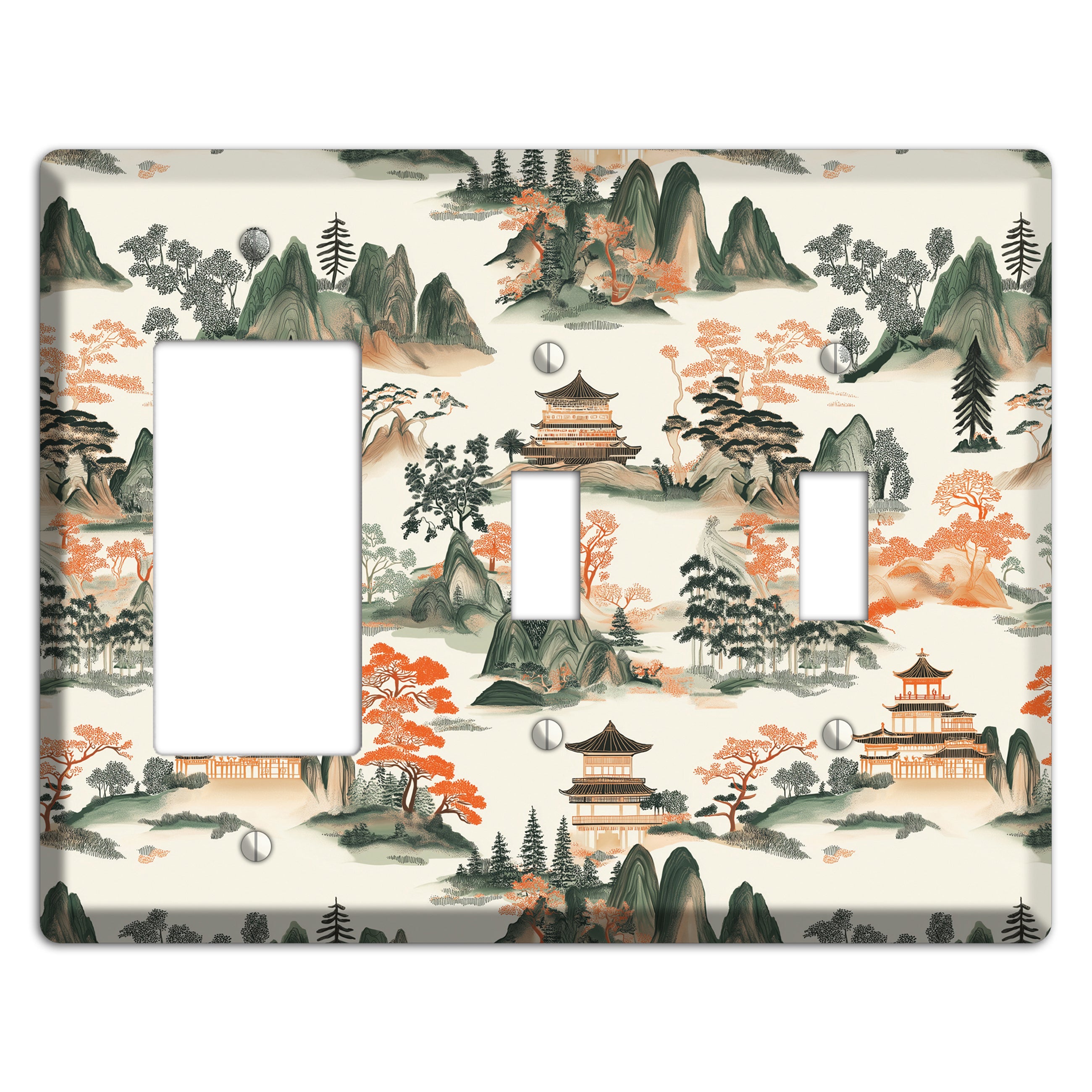 Peaks & Pagodas Rocker / 2 Toggle Wallplate