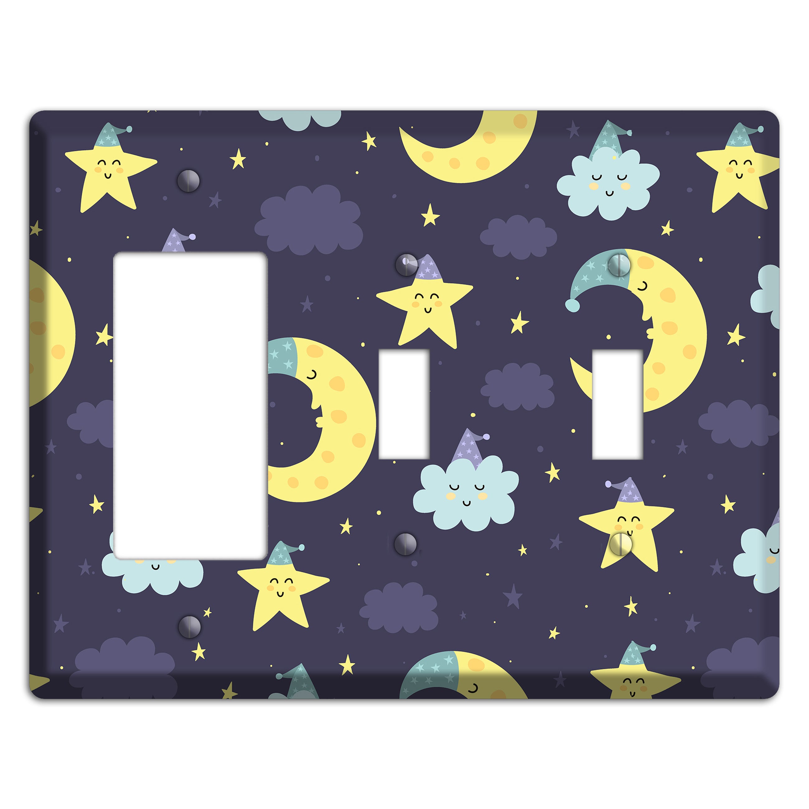Moon & Star Wishes Rocker / 2 Toggle Wallplate