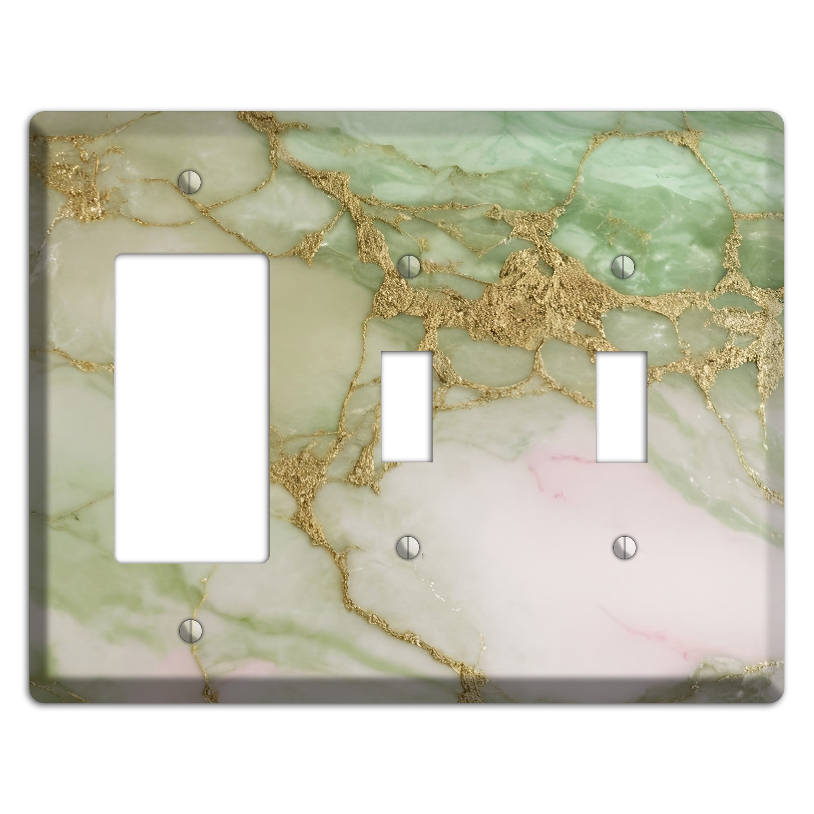 Swamp Green Marble Rocker / 2 Toggle Wallplate