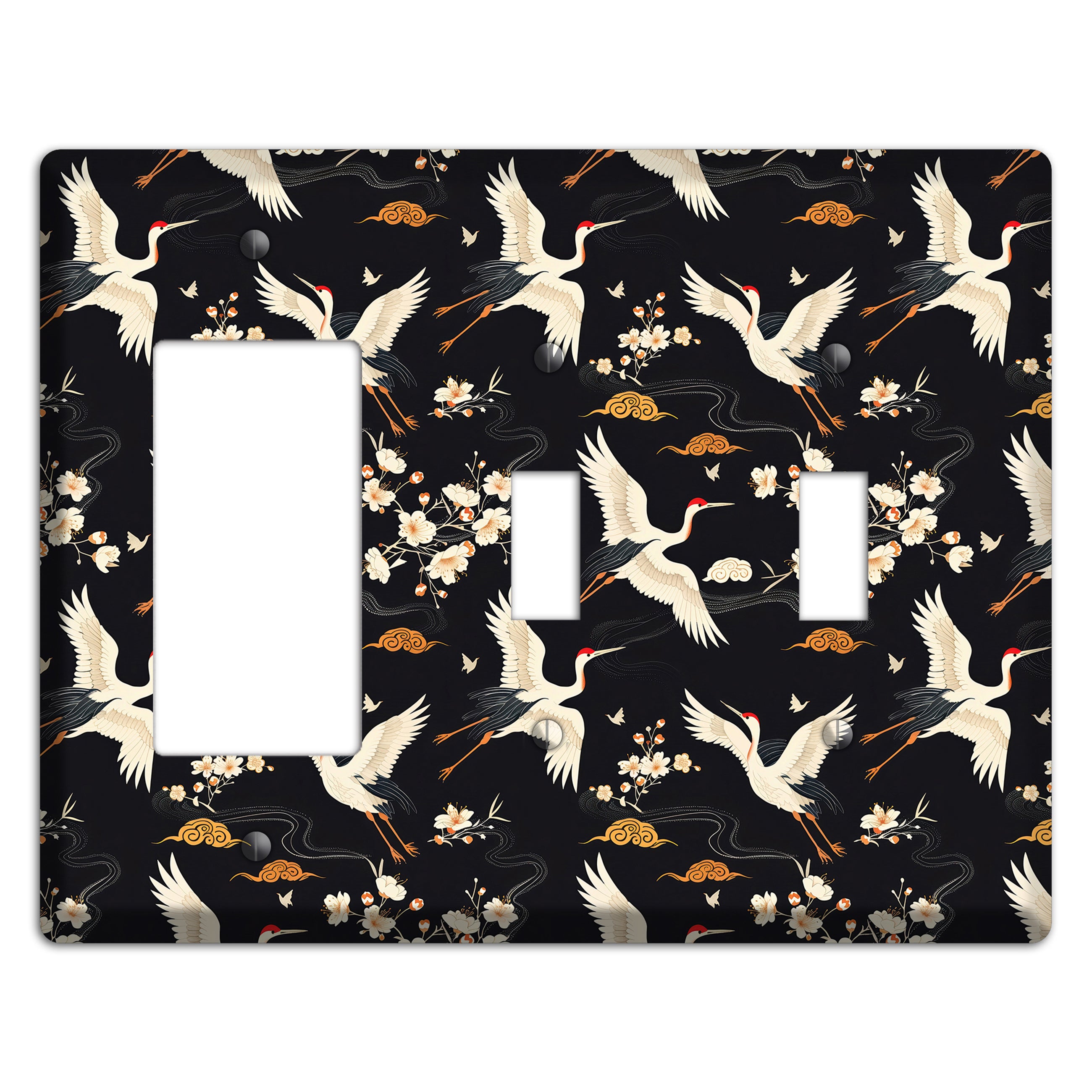 Obsidian Crane Nocturne Rocker / 2 Toggle Wallplate