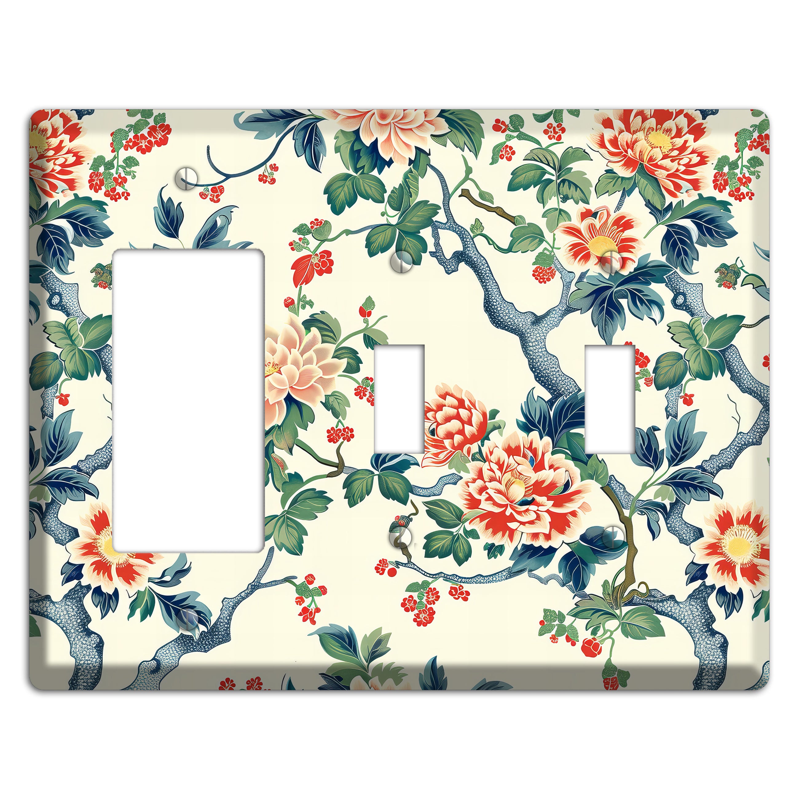 Peony & Branch Rocker / 2 Toggle Wallplate