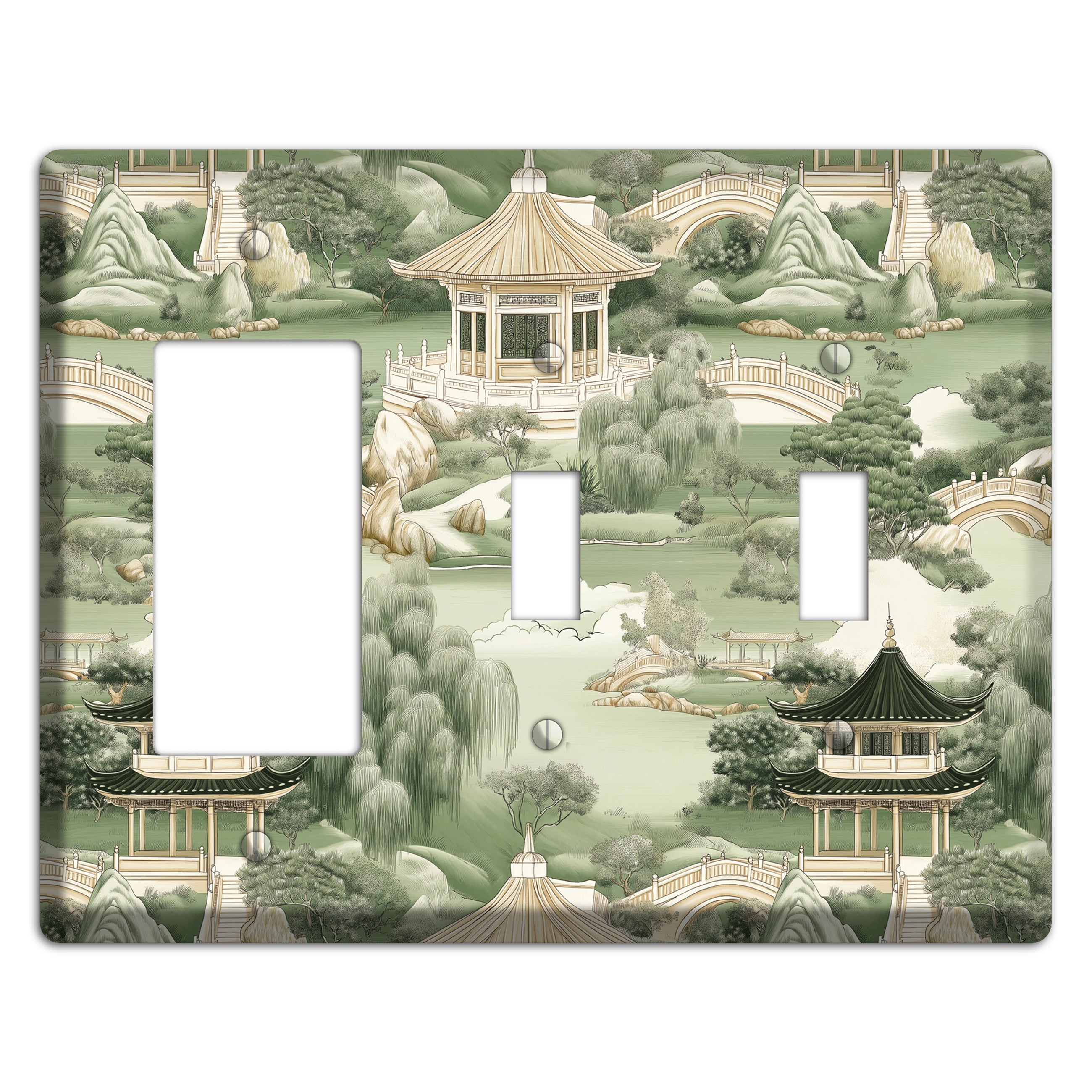 Jade Garden Toile Rocker / 2 Toggle Wallplate