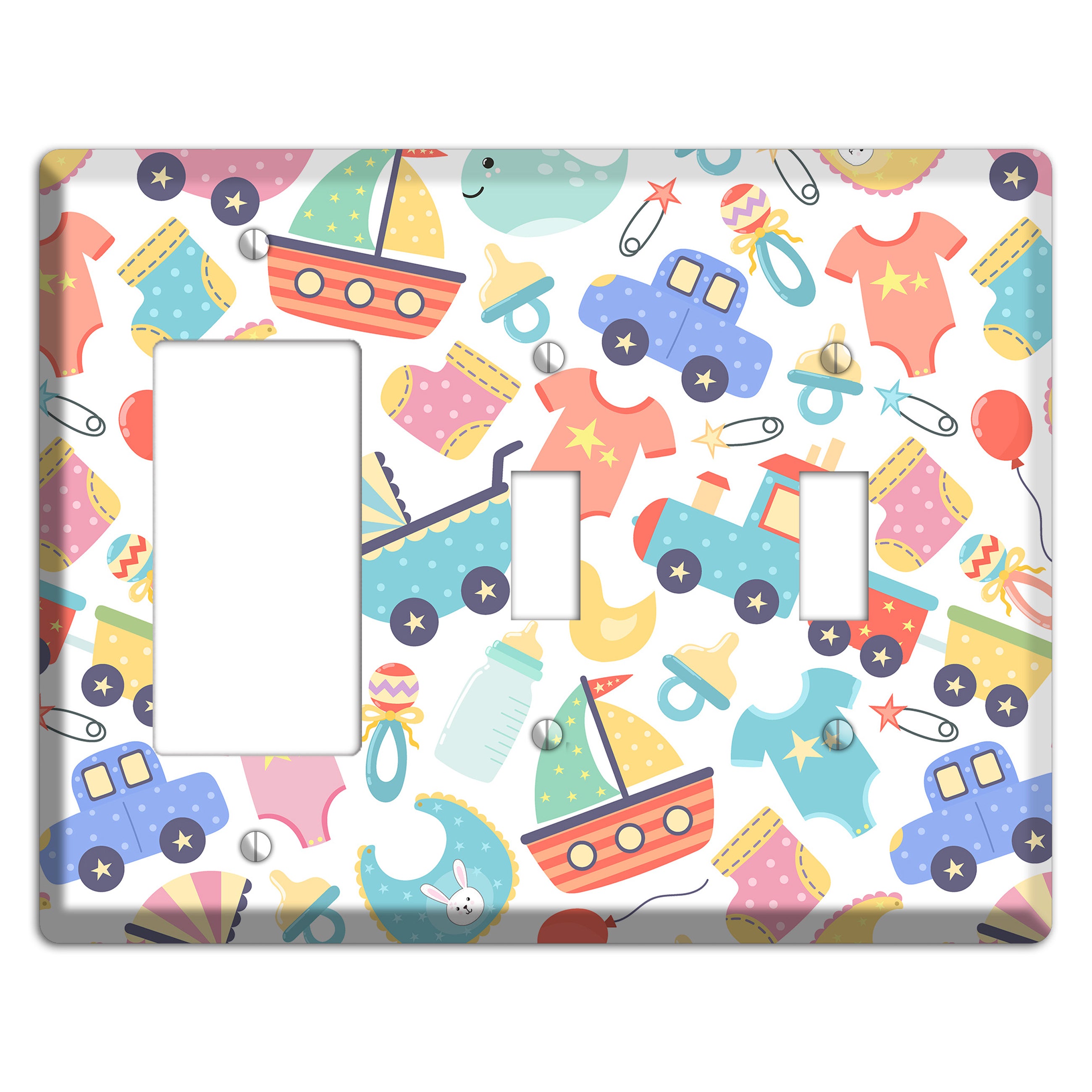Baby Parade (White) Rocker / 2 Toggle Wallplate