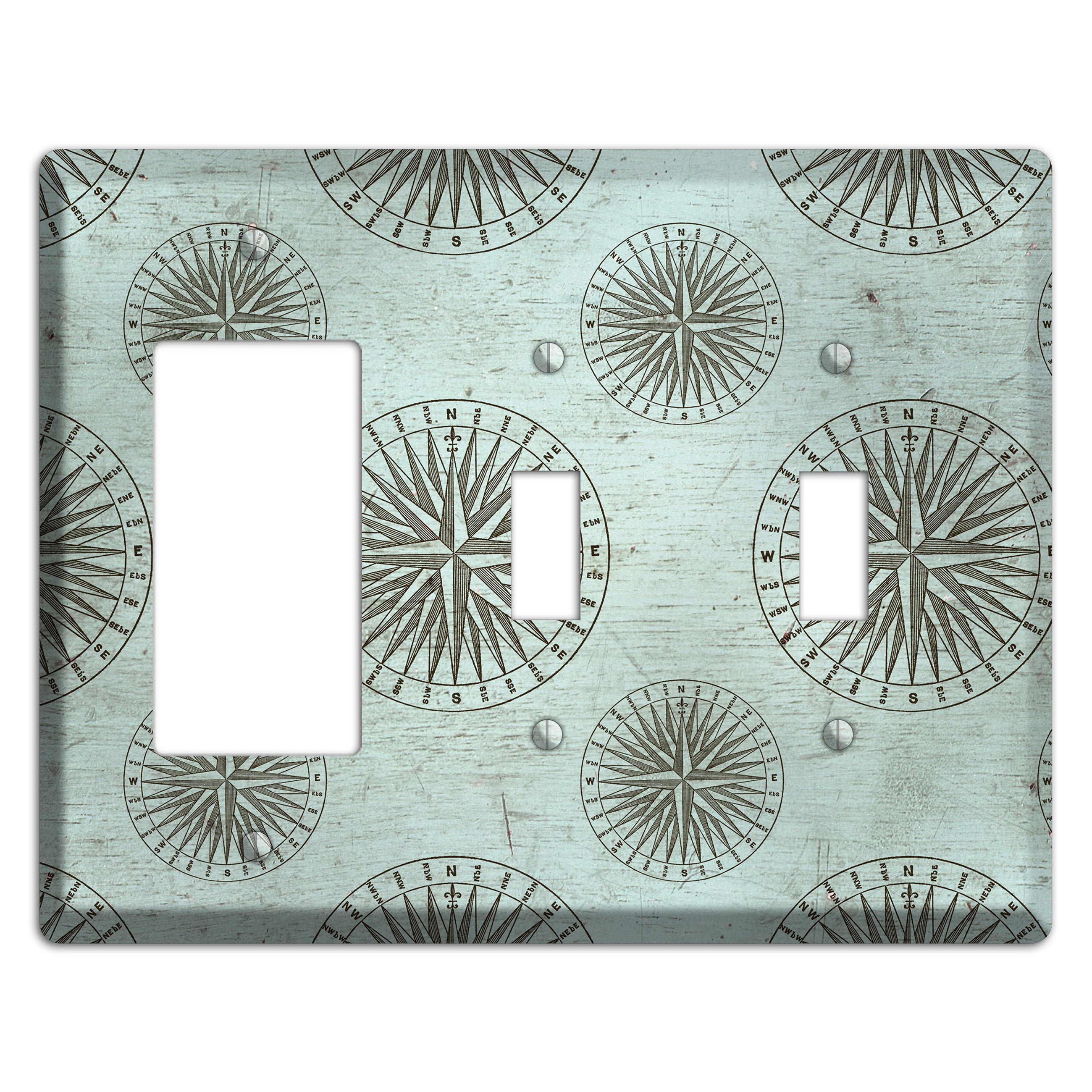Compass & Current Rocker / 2 Toggle Wallplate