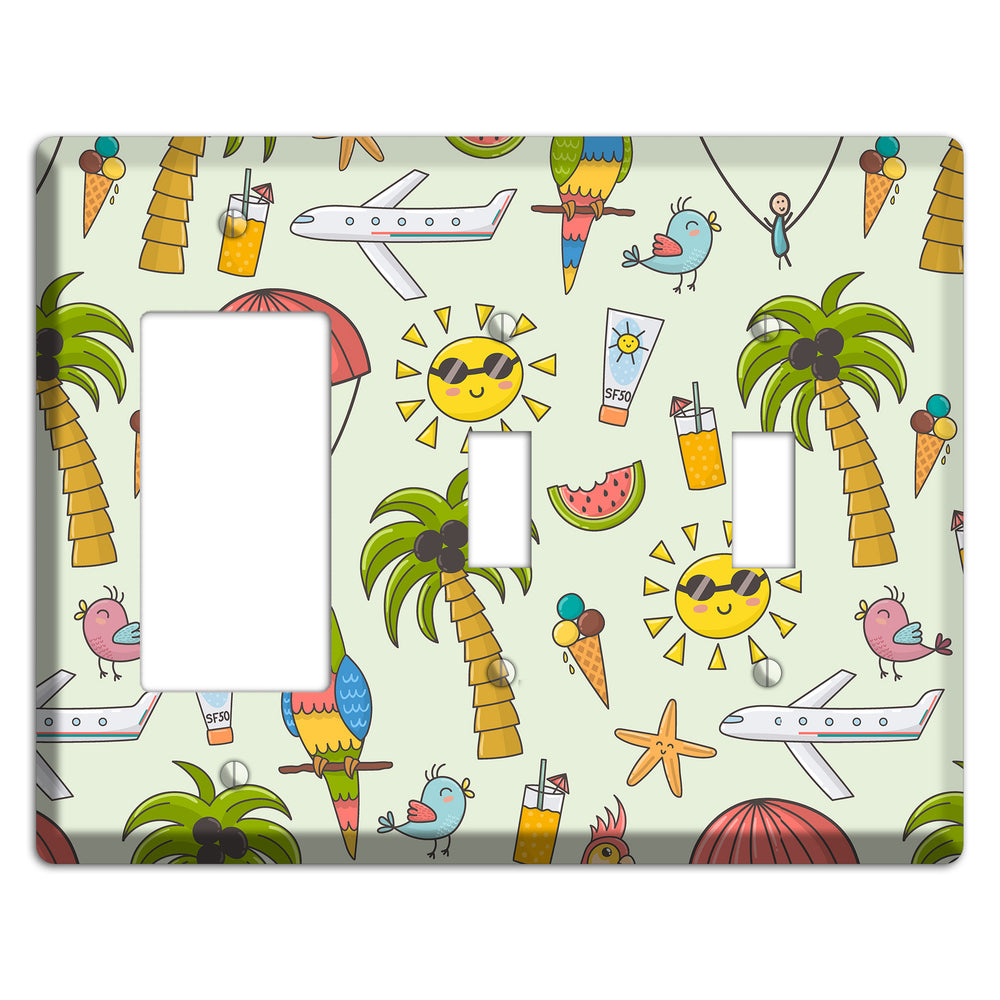 Tropical Vacation Rocker / 2 Toggle Wallplate