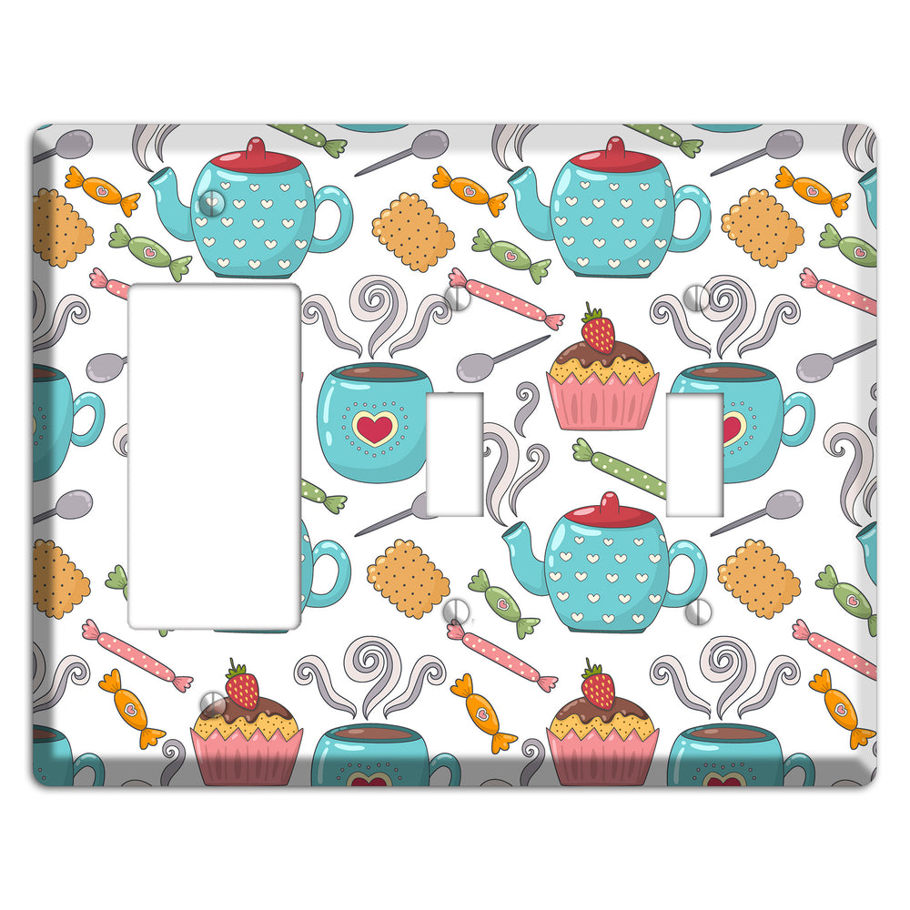 Sweet Tea Party (White) Rocker / 2 Toggle Wallplate