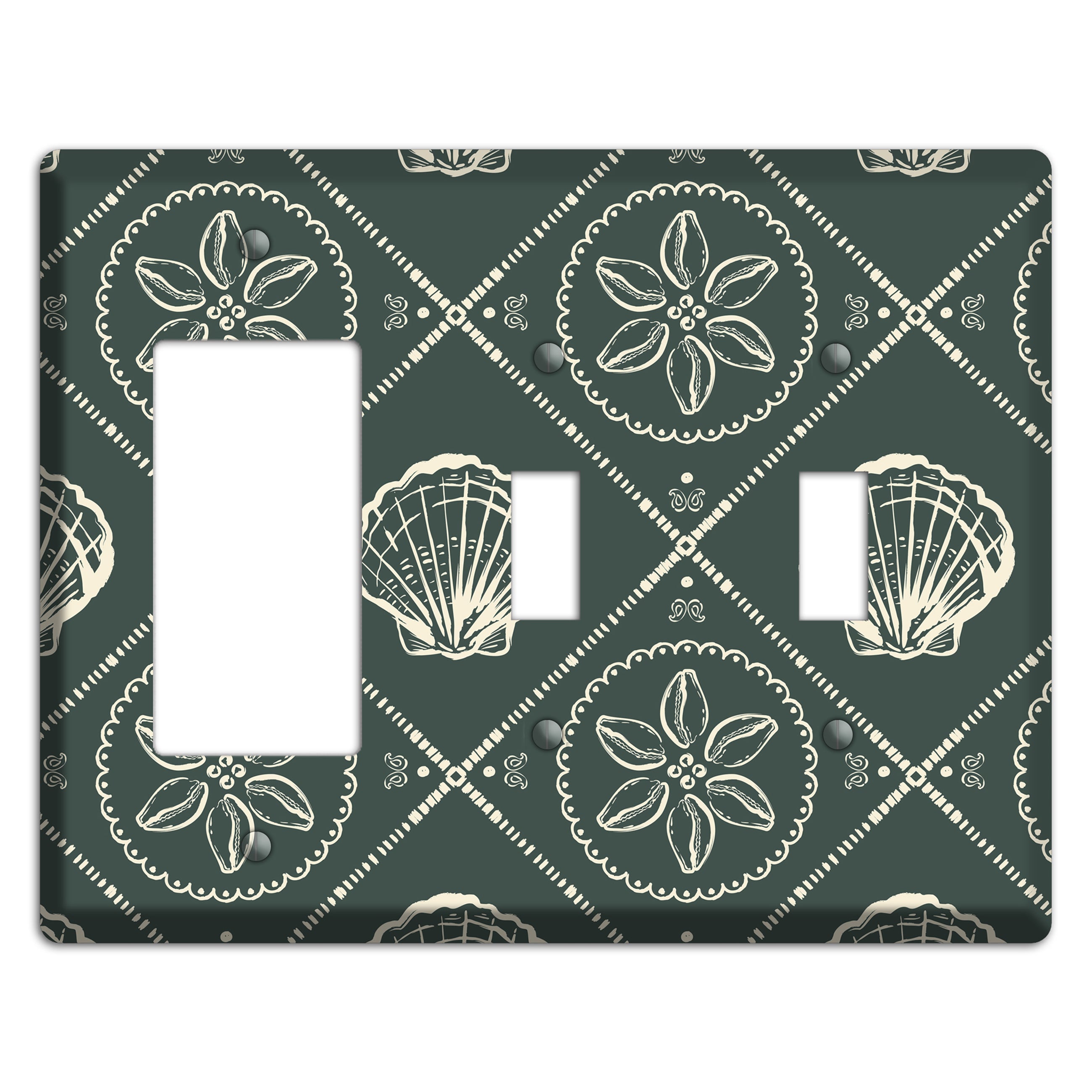 Slate Cowrie Medallion Rocker / 2 Toggle Wallplate