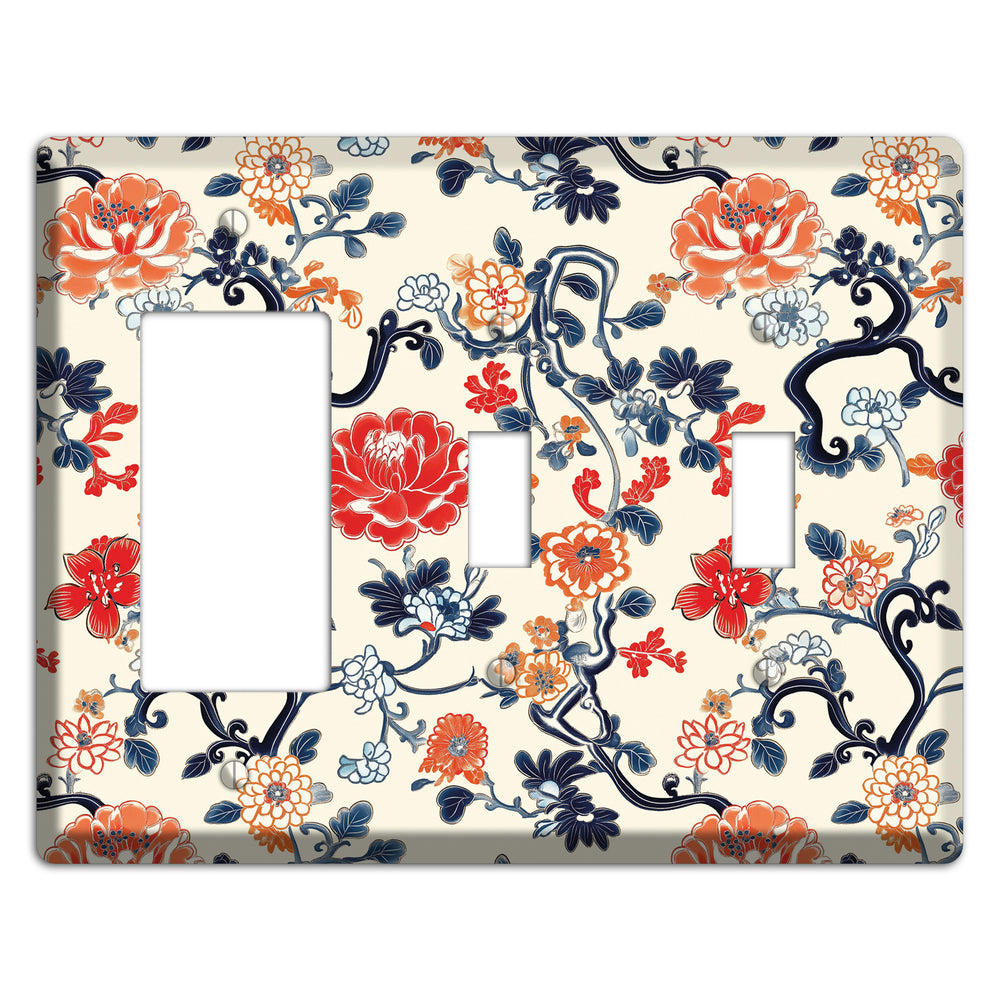 Crimson Garden Scroll Rocker / 2 Toggle Wallplate