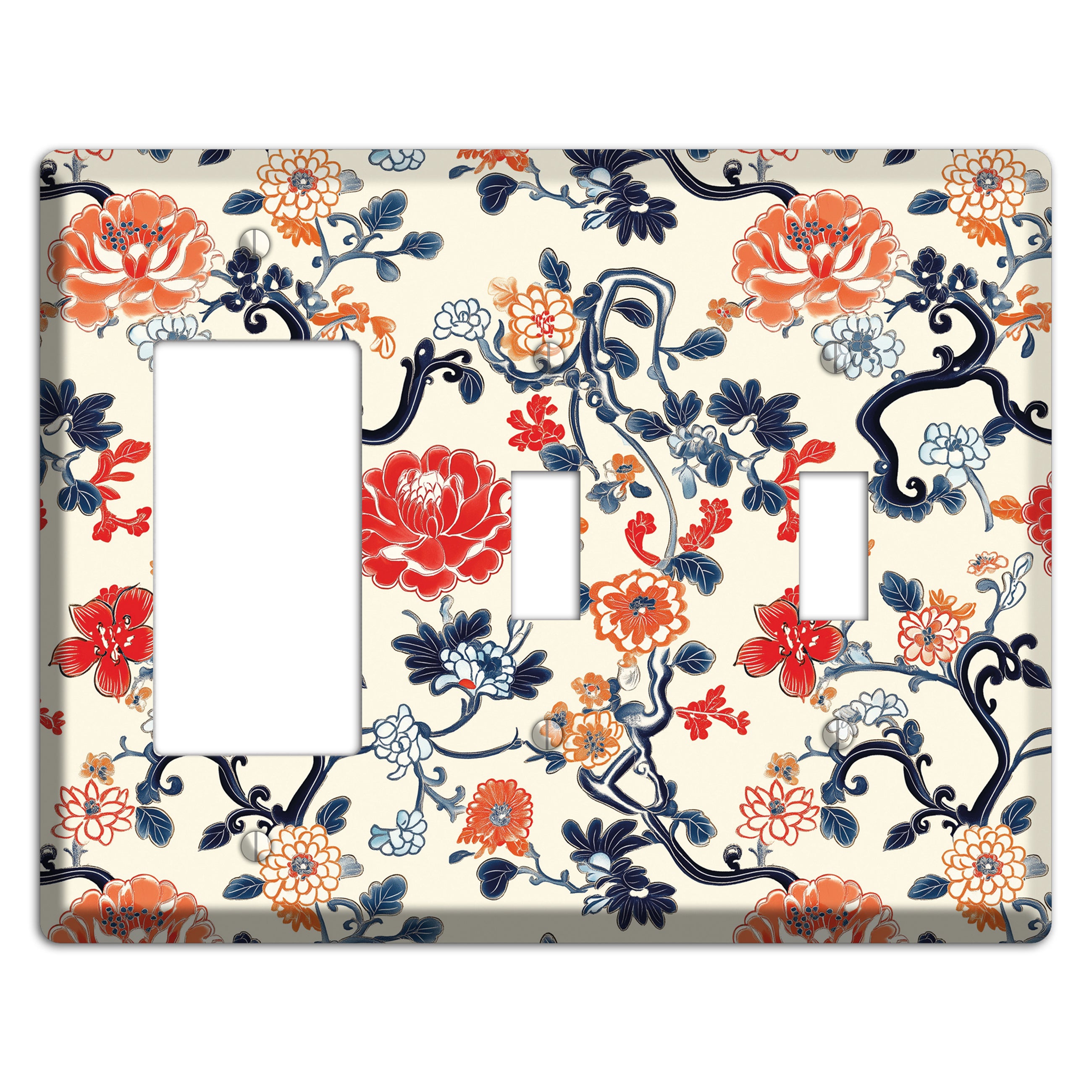 Crimson Garden Scroll Rocker / 2 Toggle Wallplate