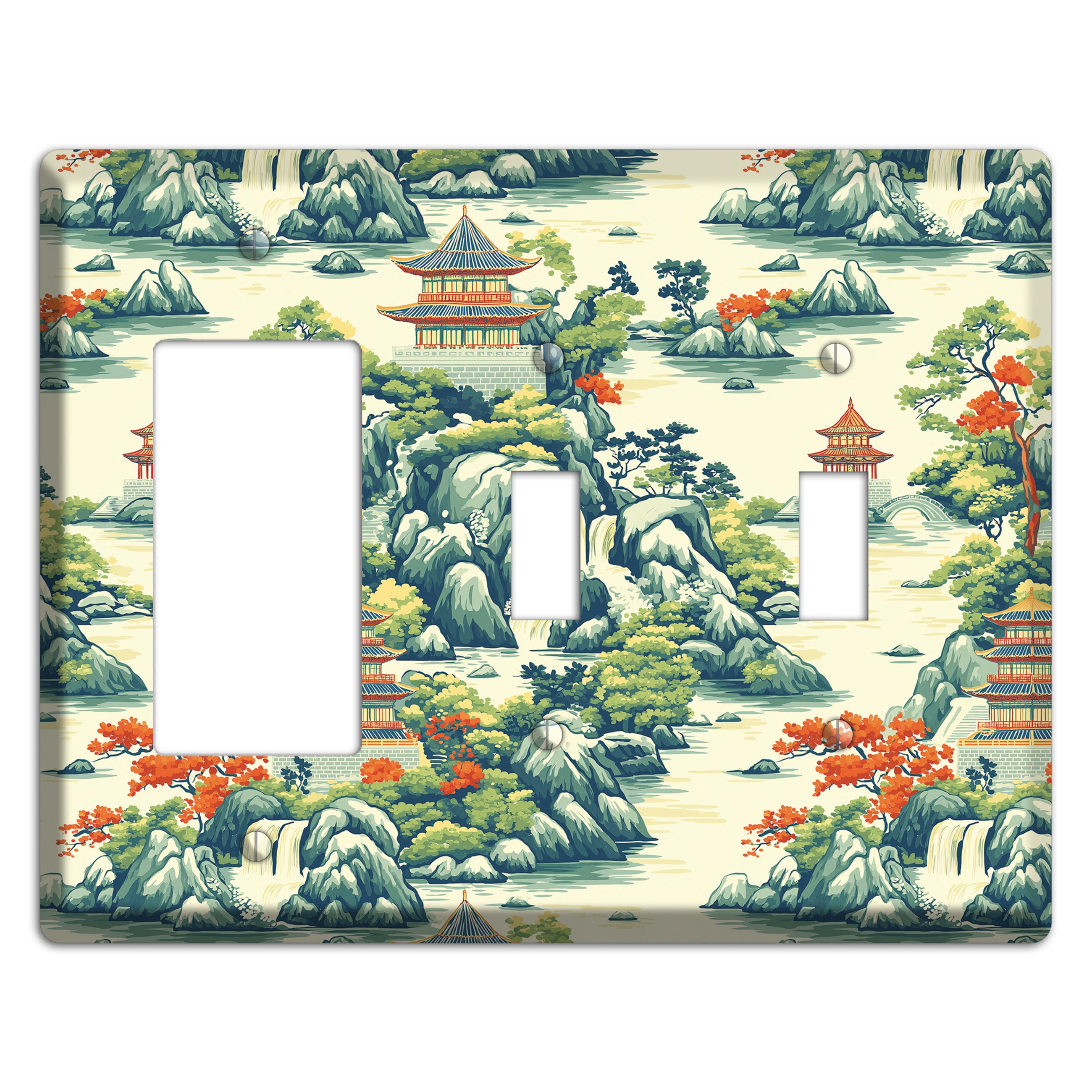 Cascade & Pagoda Rocker / 2 Toggle Wallplate
