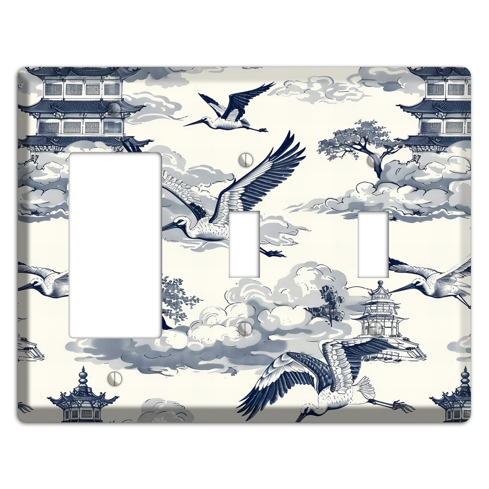 Crane Sky Toile Rocker / 2 Toggle Wallplate