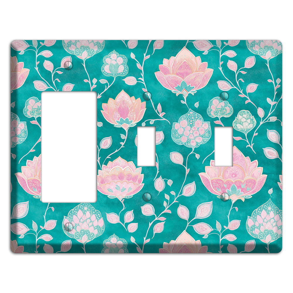 Lotus Garden Bloom Rocker / 2 Toggle Wallplate