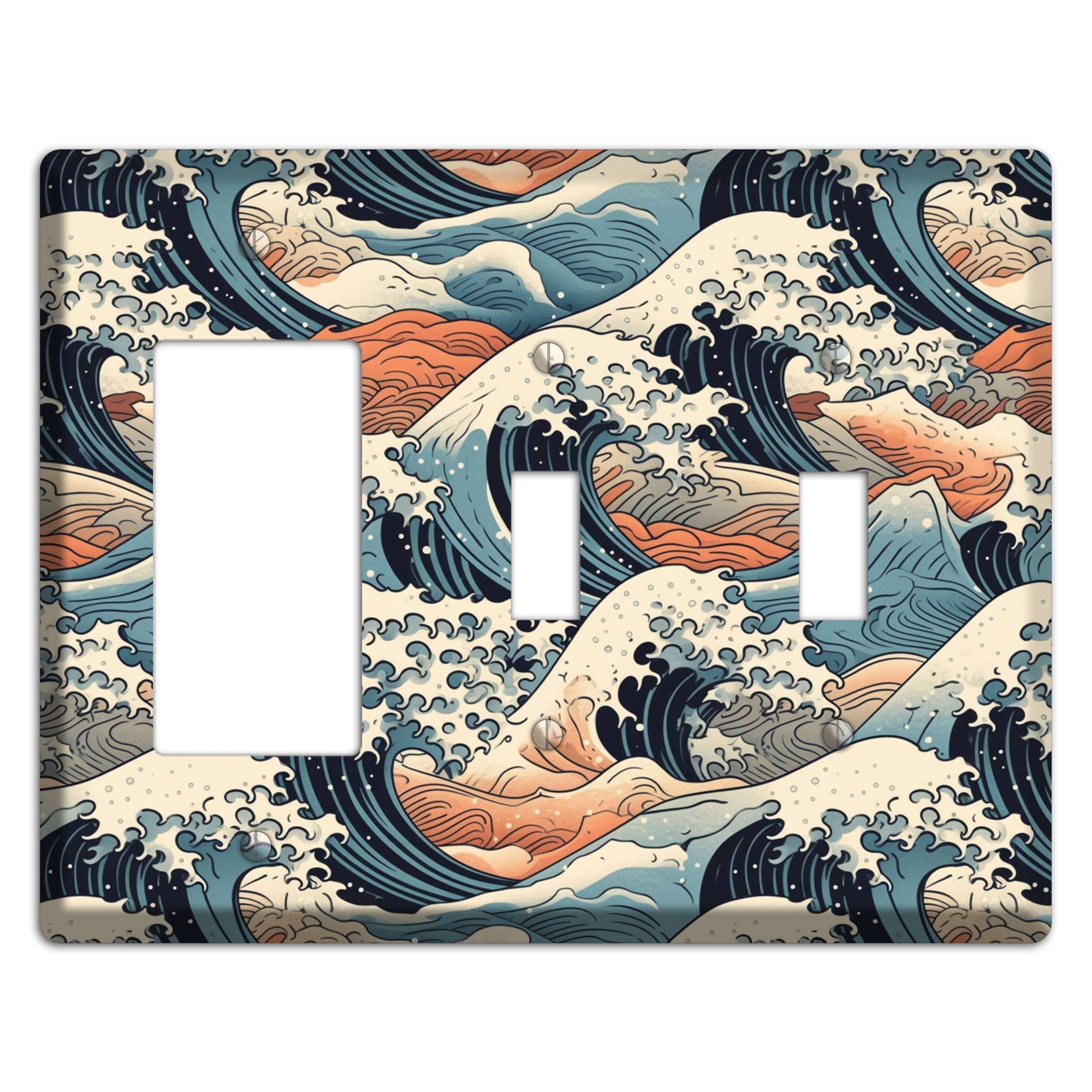 Crashing Tide Scroll Rocker / 2 Toggle Wallplate