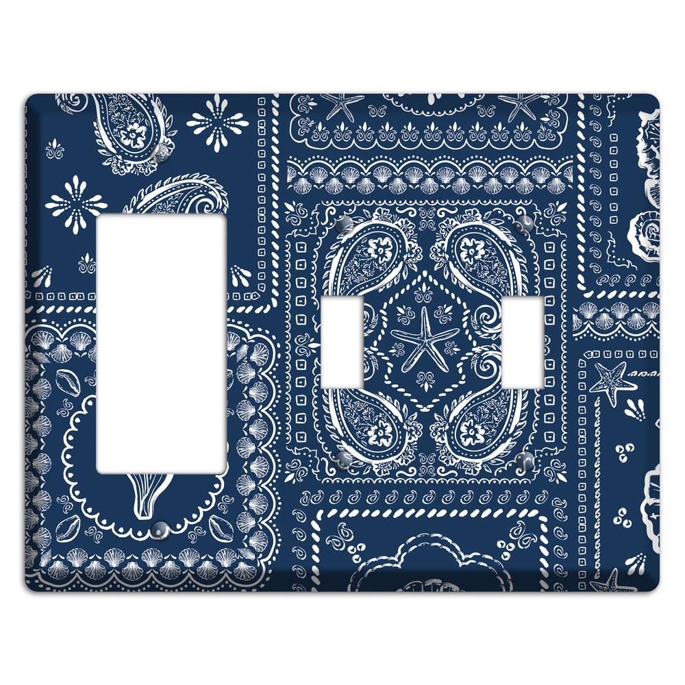 Navy Paisley Patchwork Rocker / 2 Toggle Wallplate