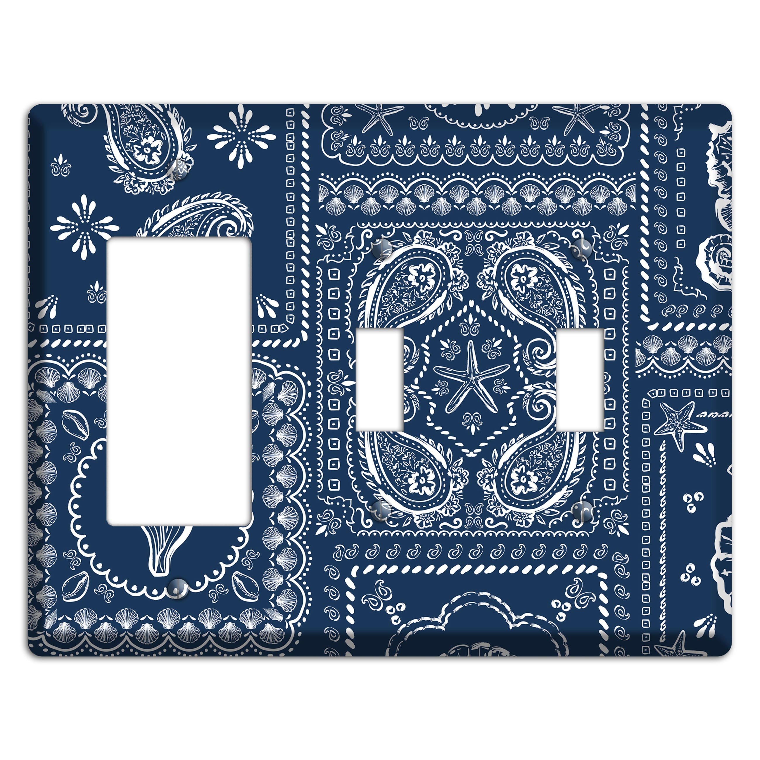 Navy Paisley Patchwork Rocker / 2 Toggle Wallplate