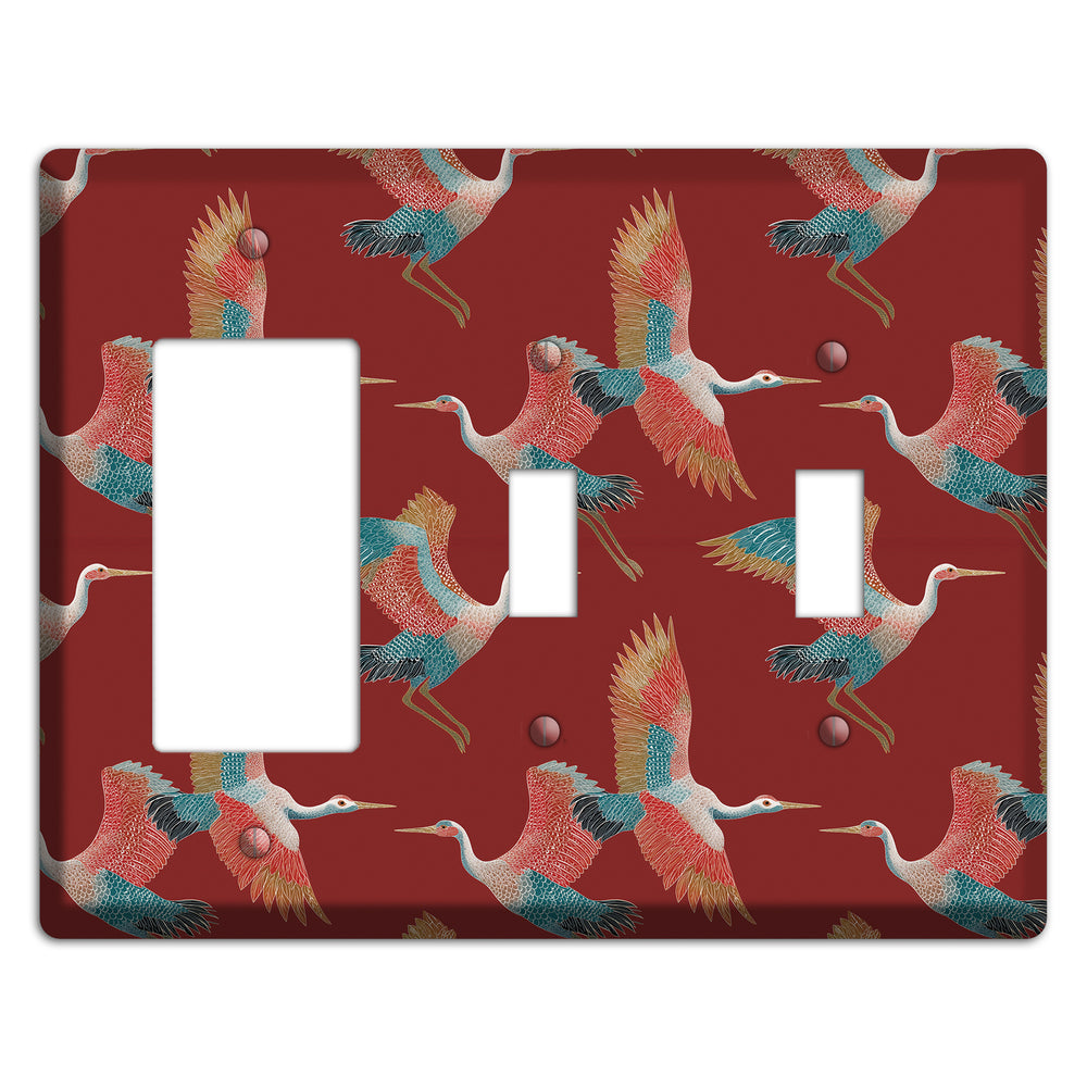 Crimson Heron Dance Rocker / 2 Toggle Wallplate