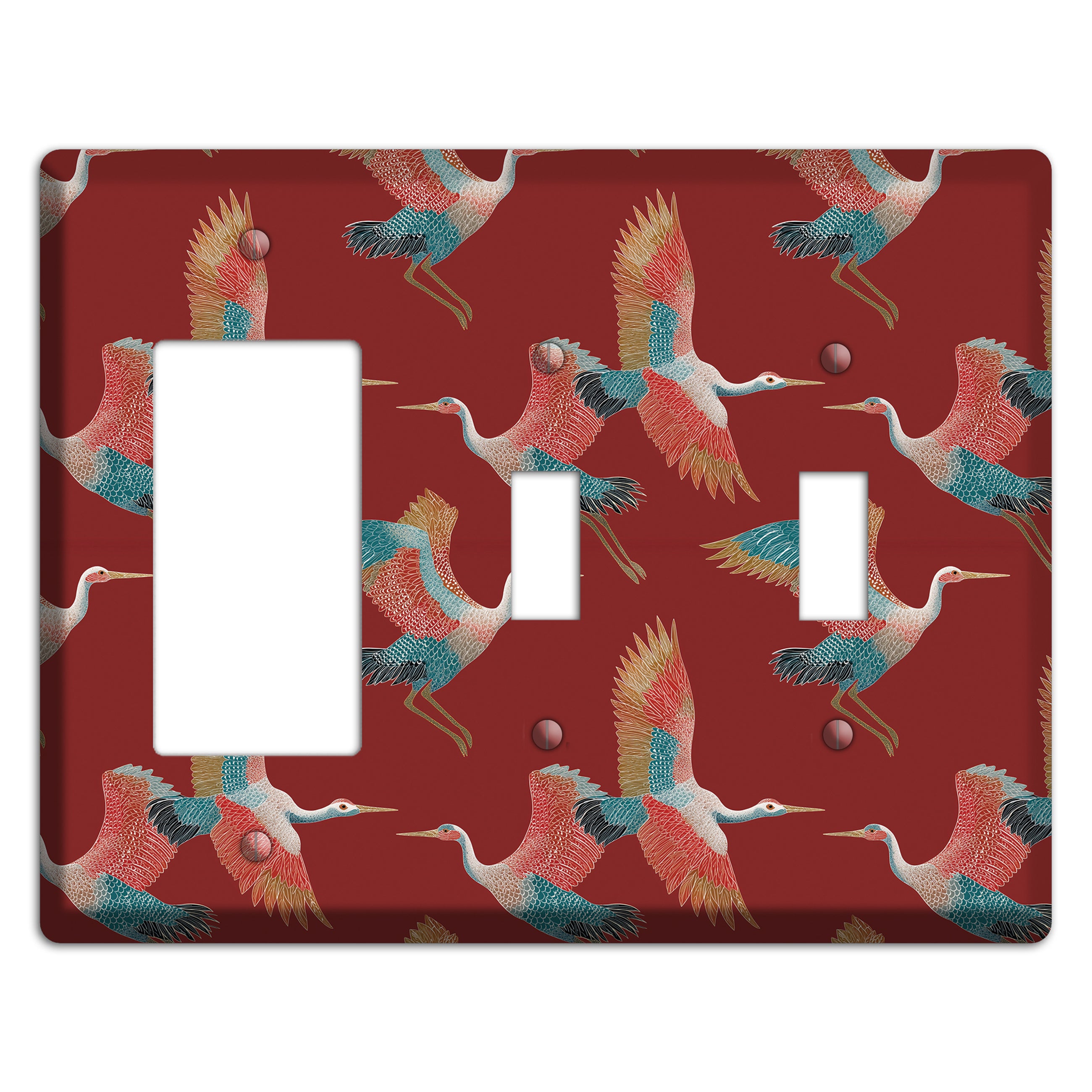 Crimson Heron Dance Rocker / 2 Toggle Wallplate