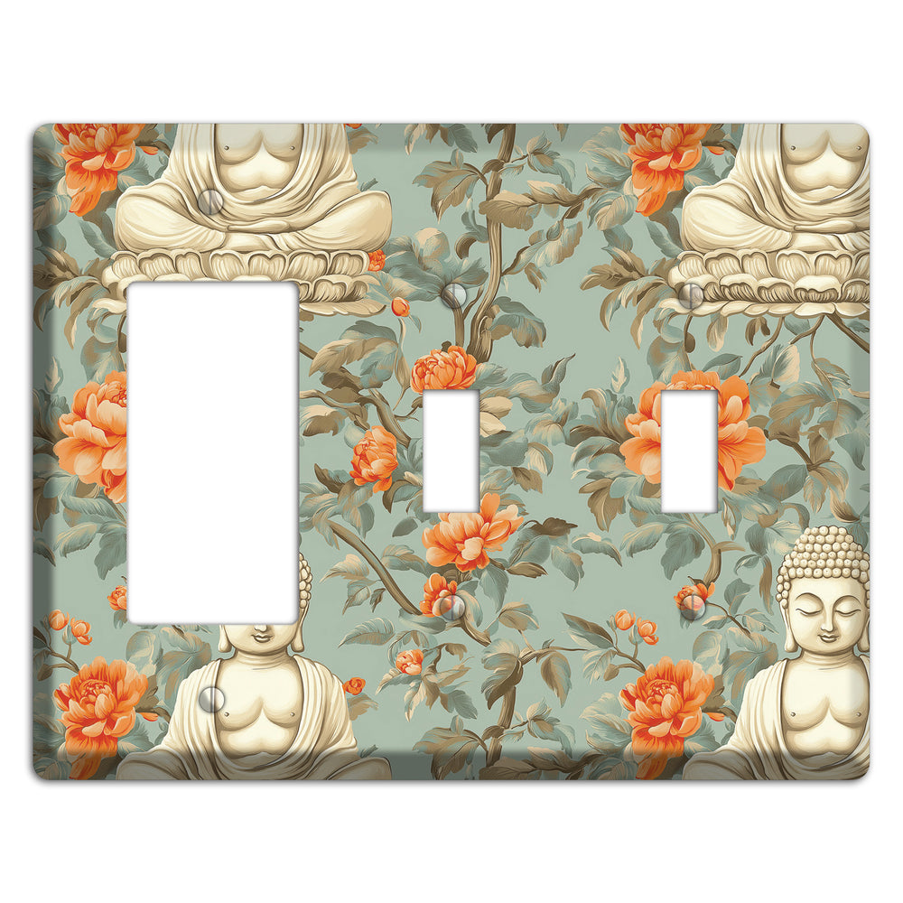 Lotus & Peony Rocker / 2 Toggle Wallplate