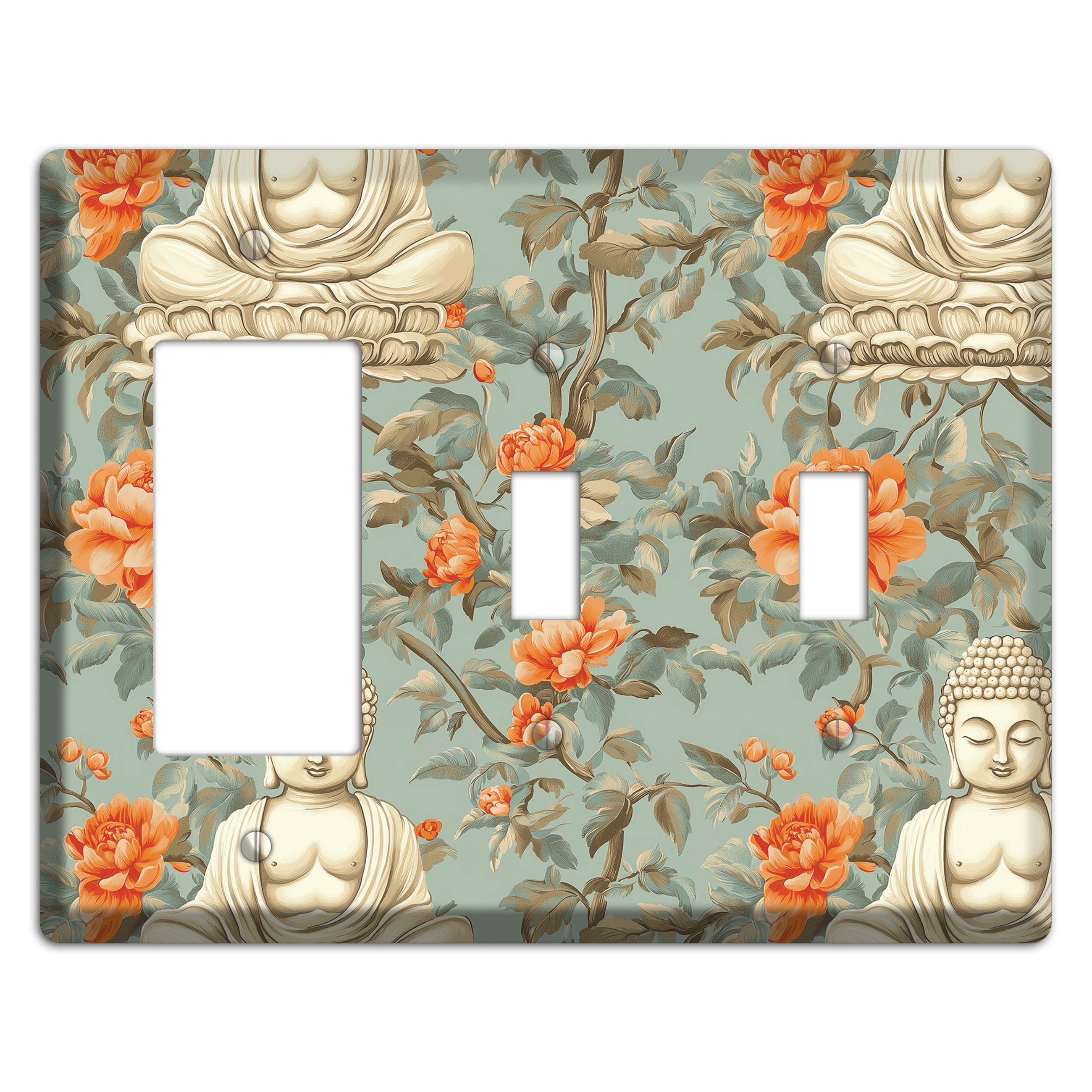 Lotus & Peony Rocker / 2 Toggle Wallplate